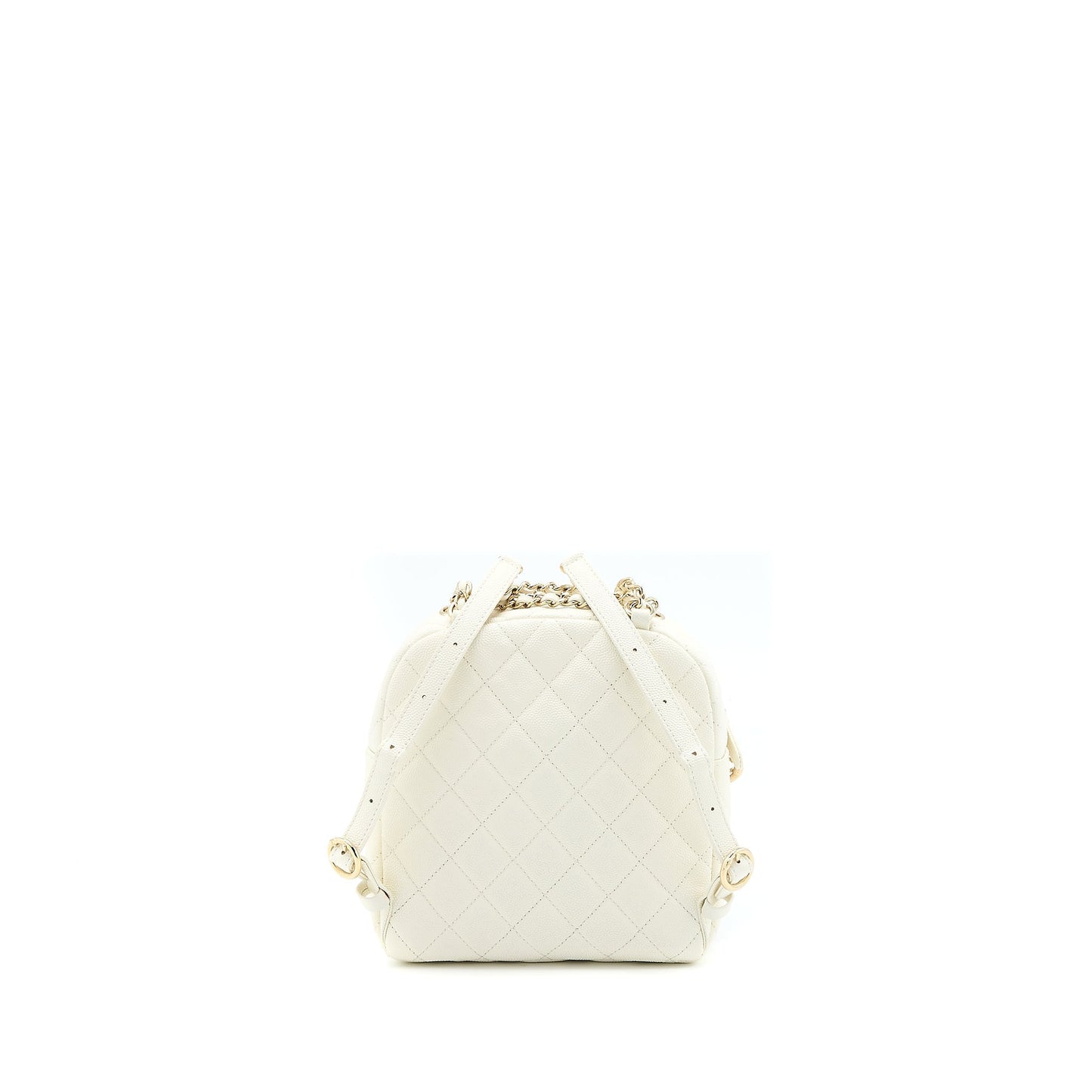 Chanel Quilted CC Day Backpack Caviar LGHW White