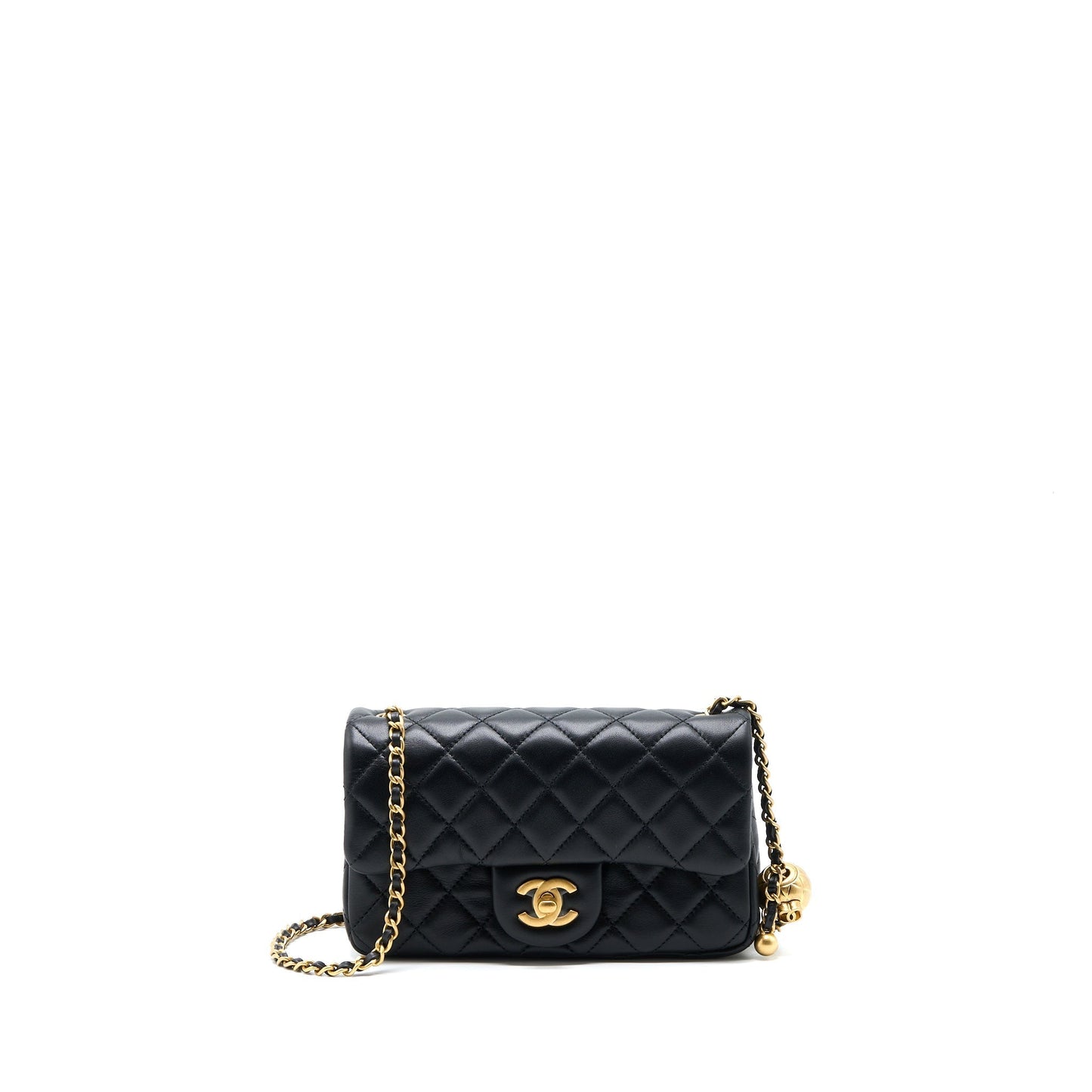 Chanel Pearl Crush Rectangular Lambskin Brushed GHW Black Mini Bag Ghw Microchip