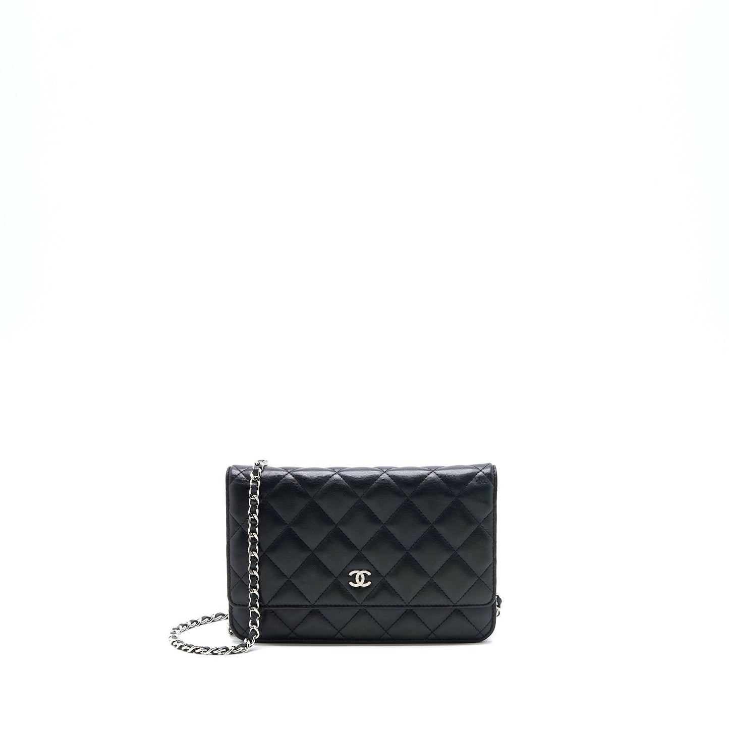 Chanel Classic On Lambskin SHW Black Wallet Case With Shw