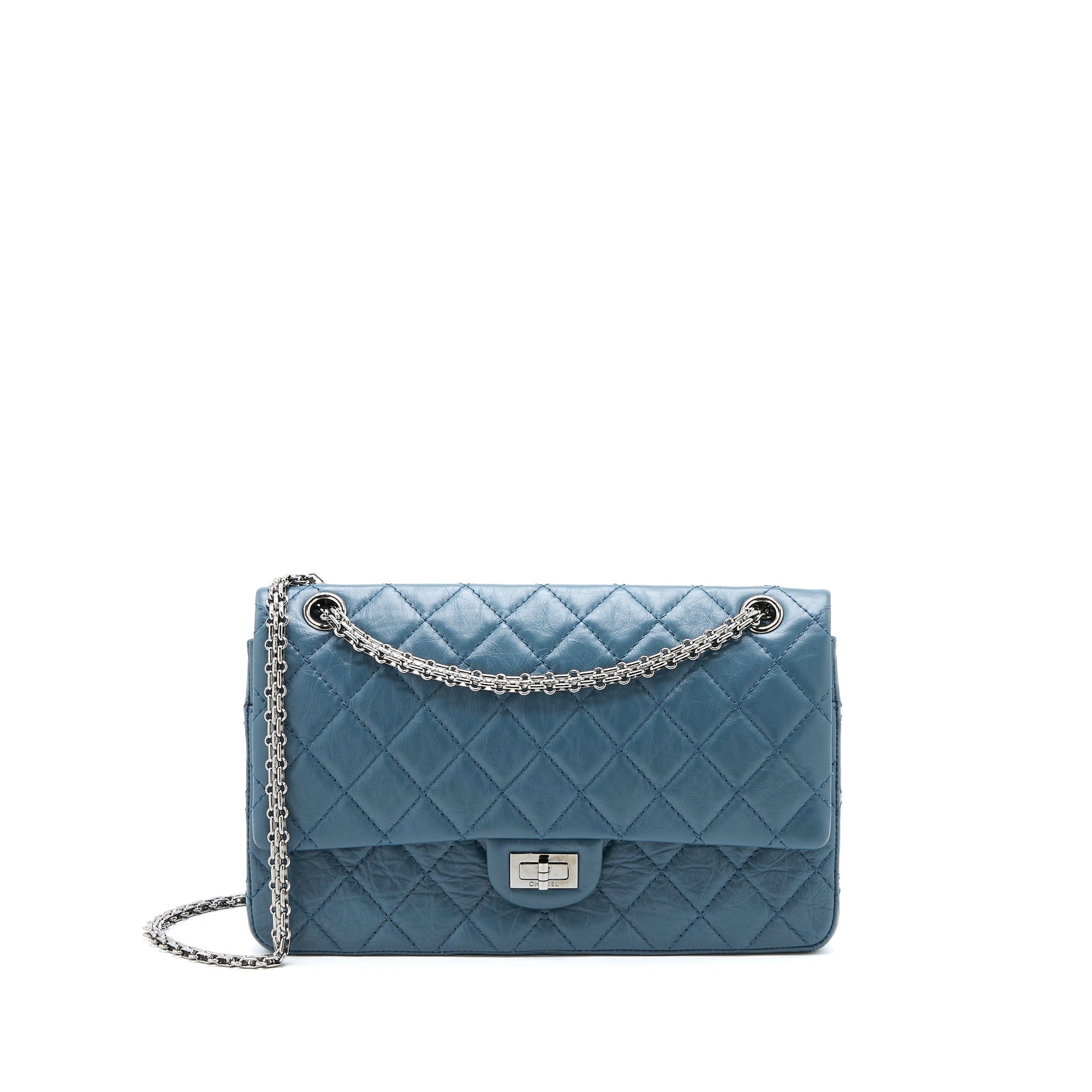 Chanel 2.55 226 Reissue Flap Calfskin SHW Blue Grey Shoulder Bag