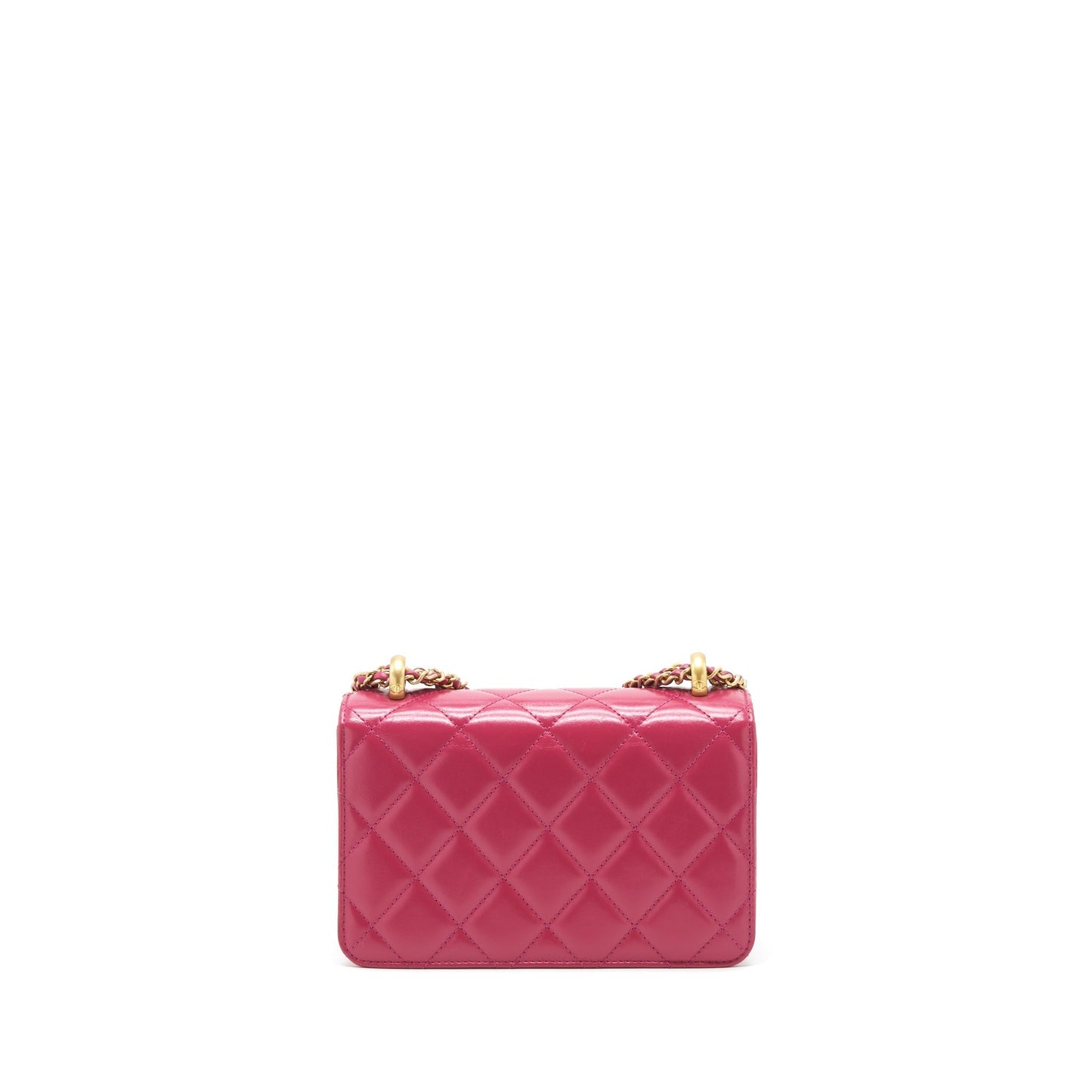 Chanel 21A Crush Flap Calfskin Raspberry GHW Pink Gold Small Shoulder Bag