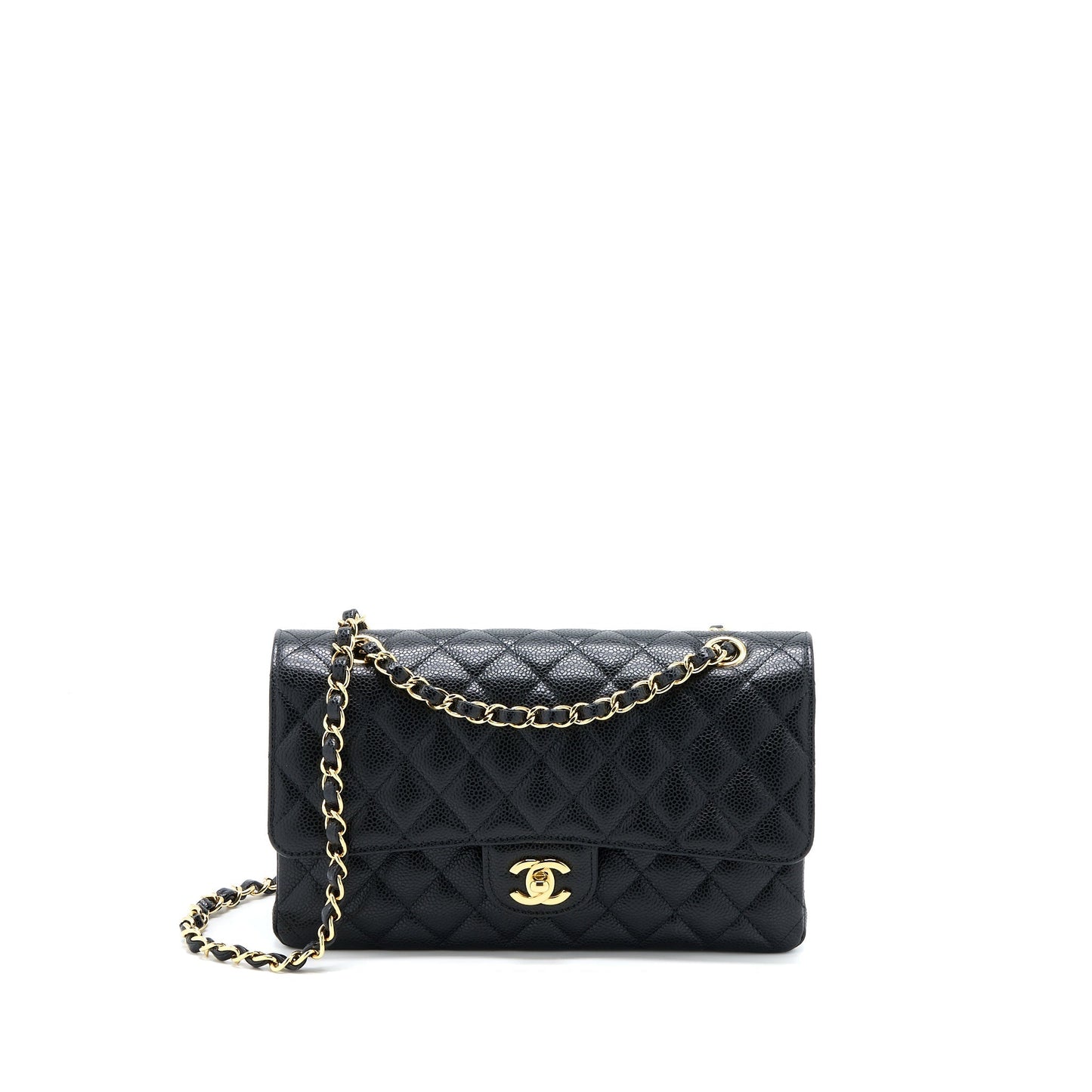 Chanel Classic Double Flap Caviar GHW Microchip Black Shoulder Bag Ghw Microchip