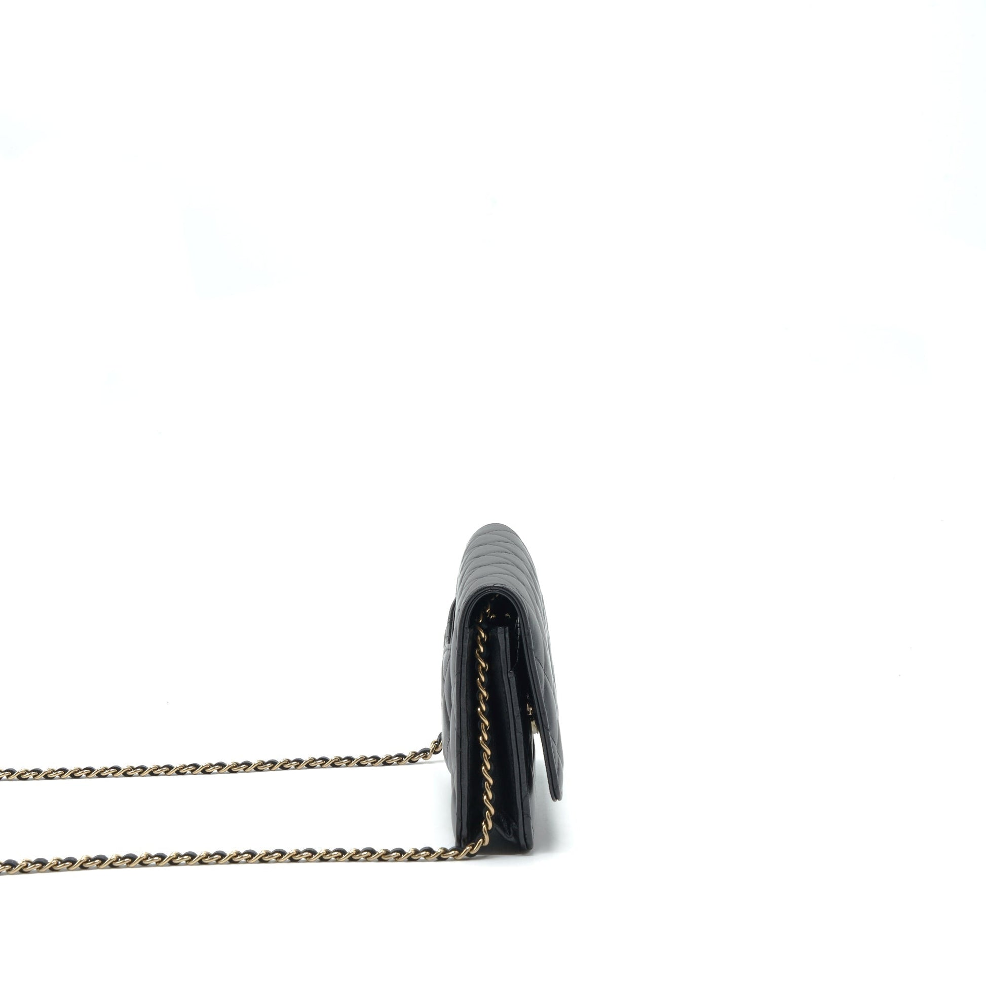 Chanel Ribbon On Lambskin LGHW Microchip Black Wallet Case