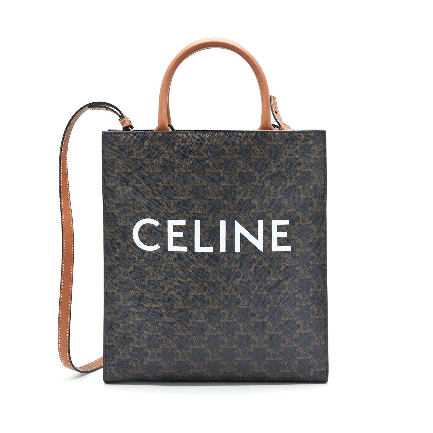 Celine Vertical Cabas In Triomphe Handbag Canvas Small Travel Bag
