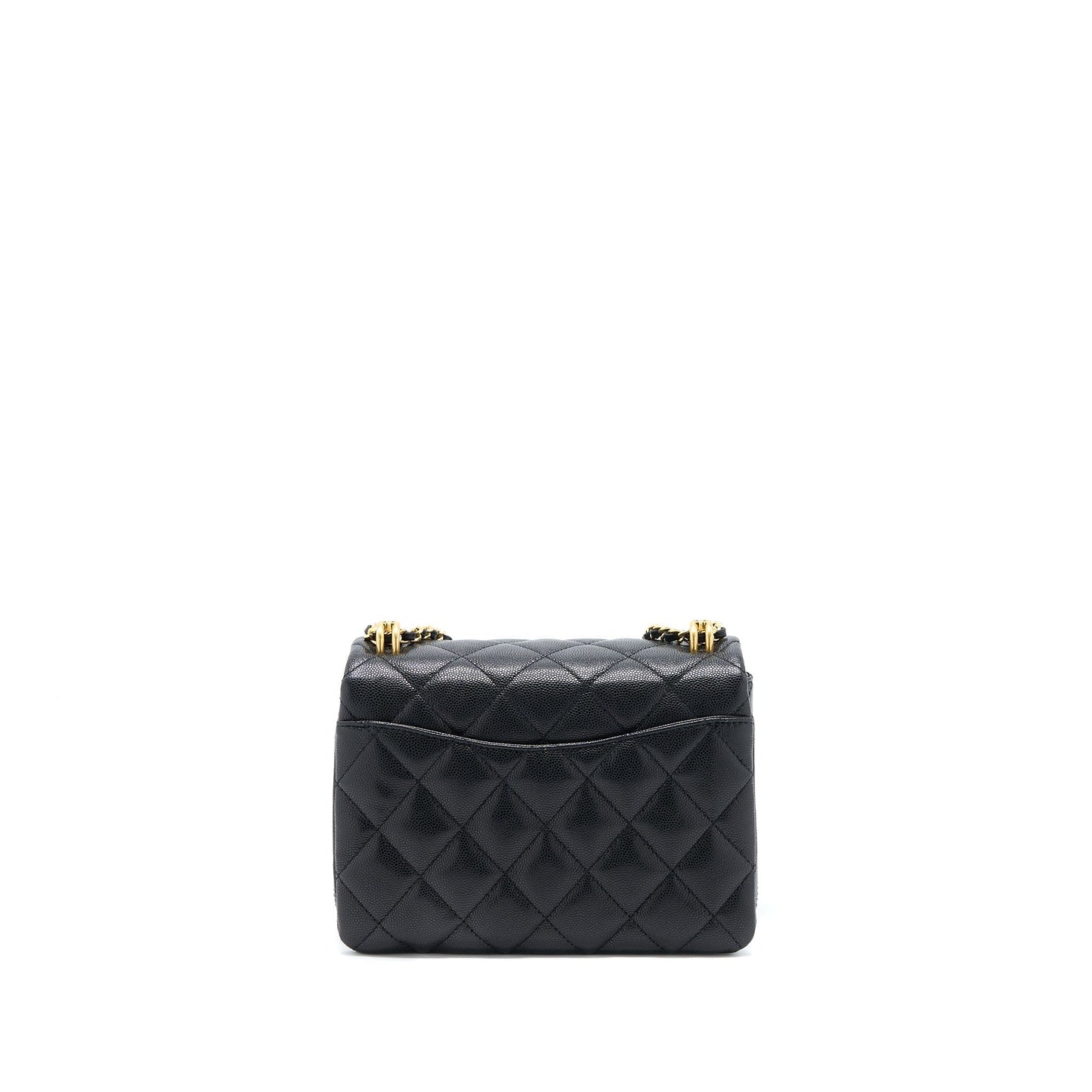 Chanel 22K Coco Caviar GHW Microchip Black Leather Handbag