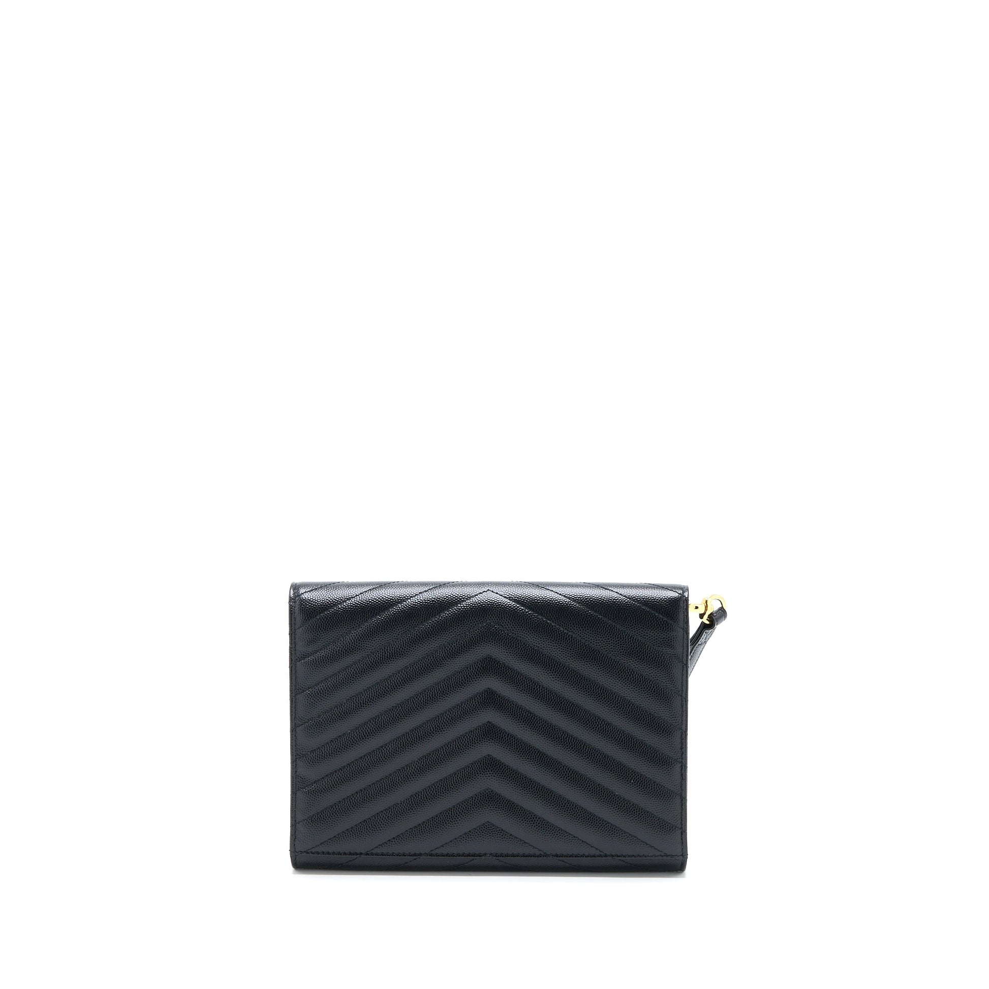 YSL Saint Laurent Envelop Clutch Grained Calfskin Black Clutch Bag