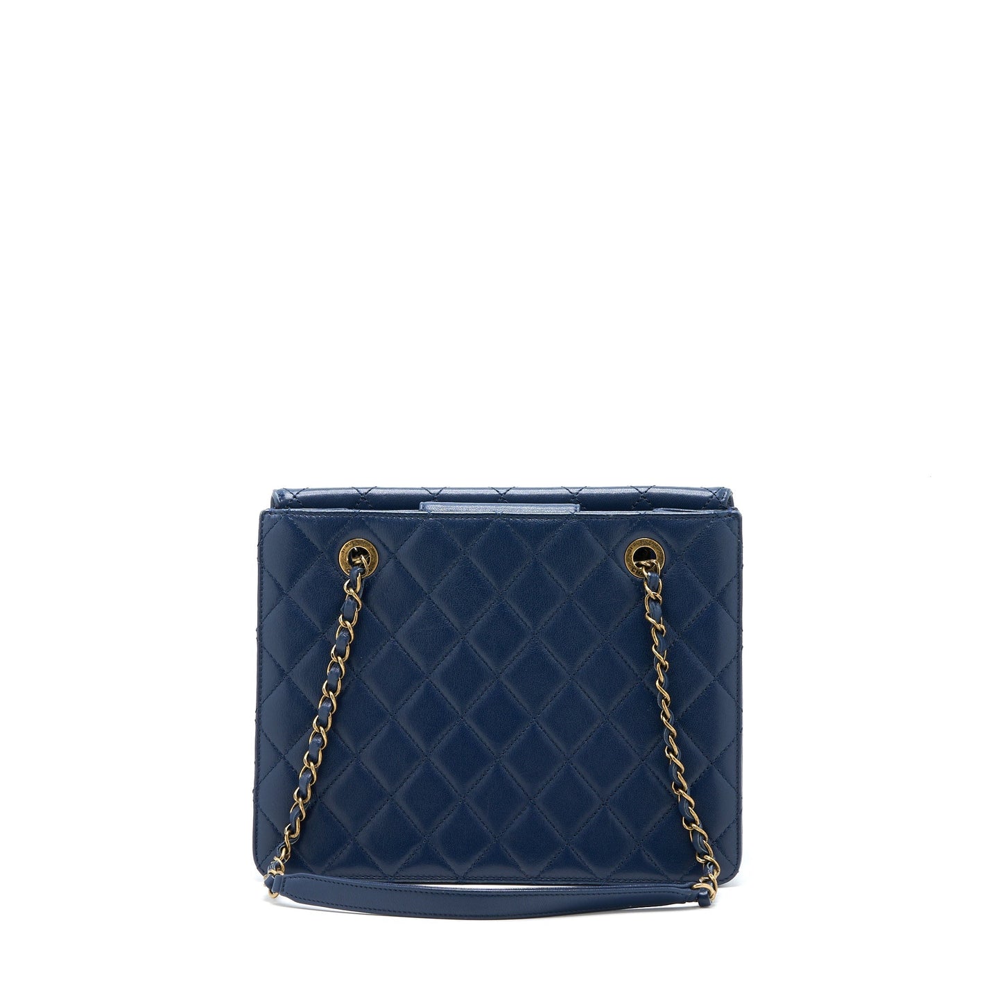 Chanel Quilted Goatskin Ruthenium GHW Blue Shoulder Bag