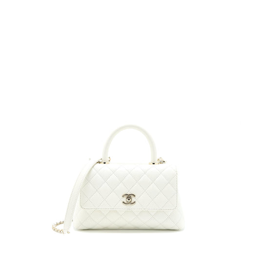 Chanel Coco Handle Caviar LGHW Microchip White Small Handbag Microchip 3
