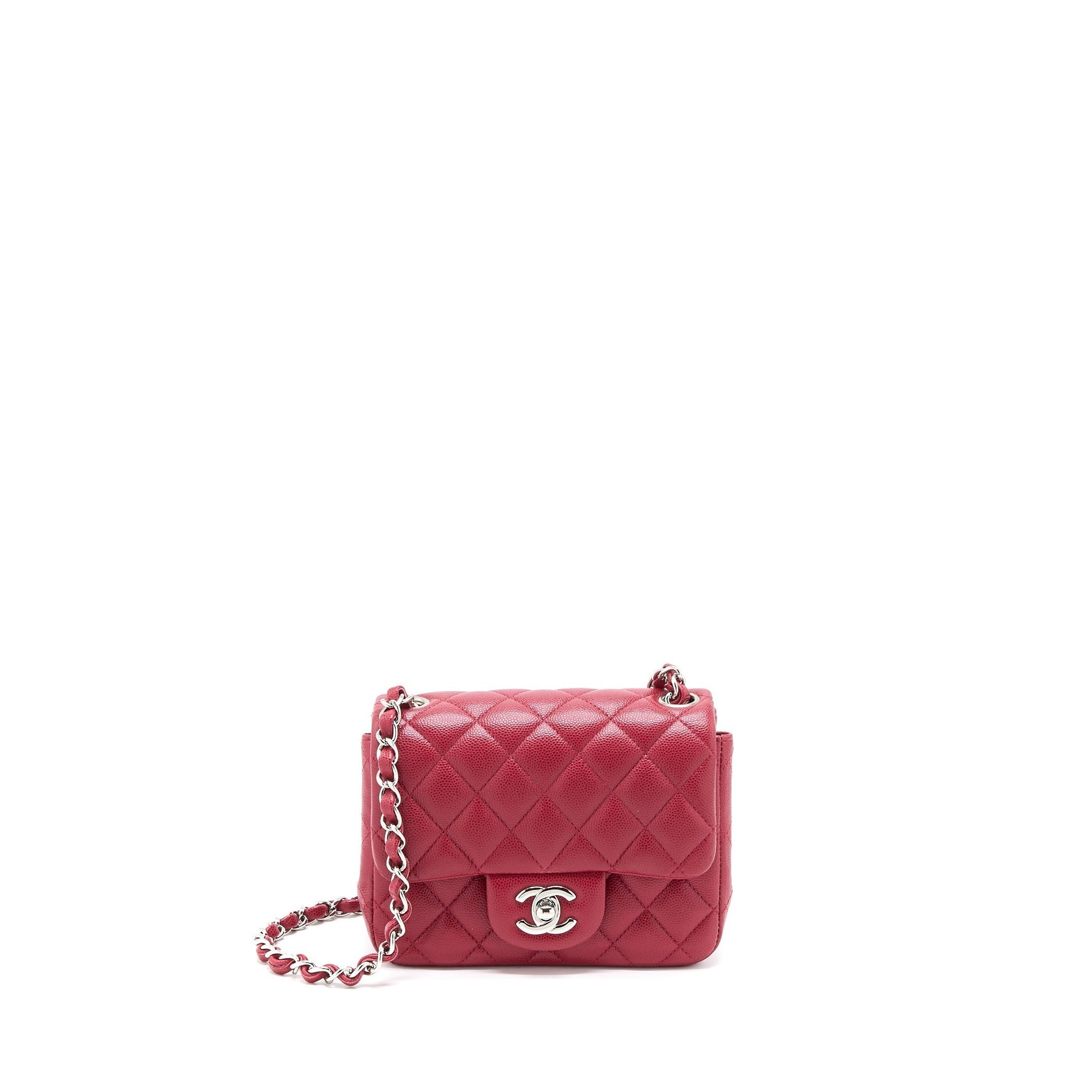 Chanel 18B Square Caviar SHW Red Mini Bag