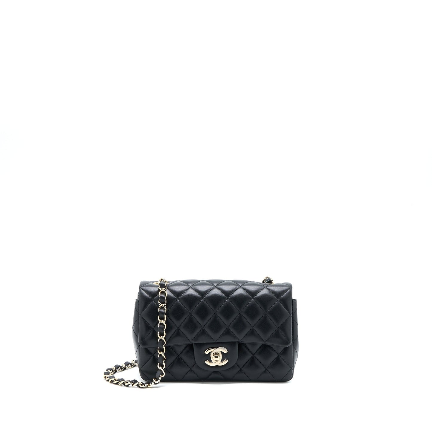 Chanel Rectangular Flap Lambskin LGHW Black Shoulder Bag Lghw 2