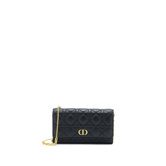 Dior Caro Pouch Cannage Calfskin Handbag Black Travel Bag