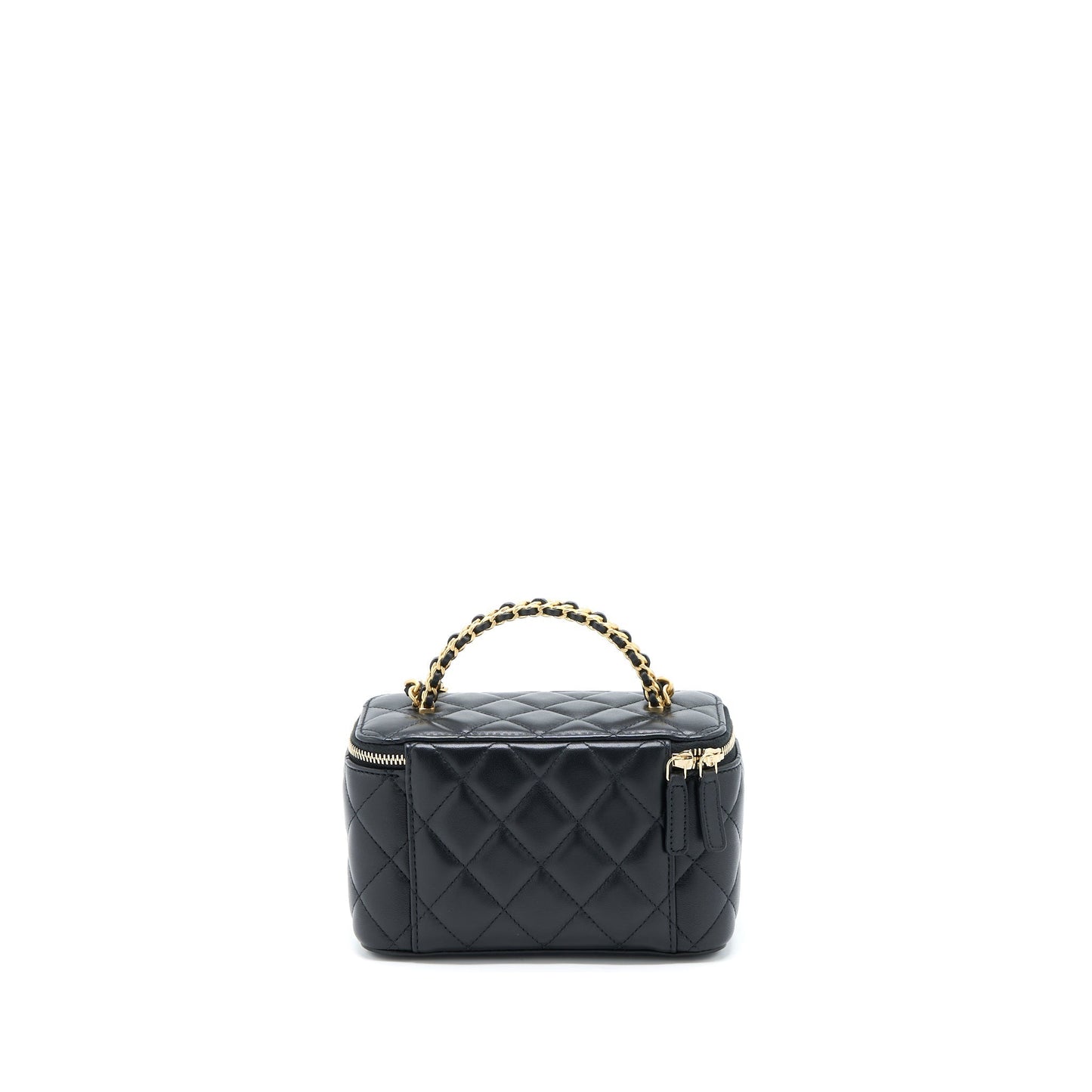 Chanel Top Handle Long Vanity Lambskin GHW Black Leather Handbag