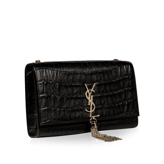 YSL Saint Laurent Kate Tassel Croc Crossbody Bag Embossed Tassel Croc Embossed