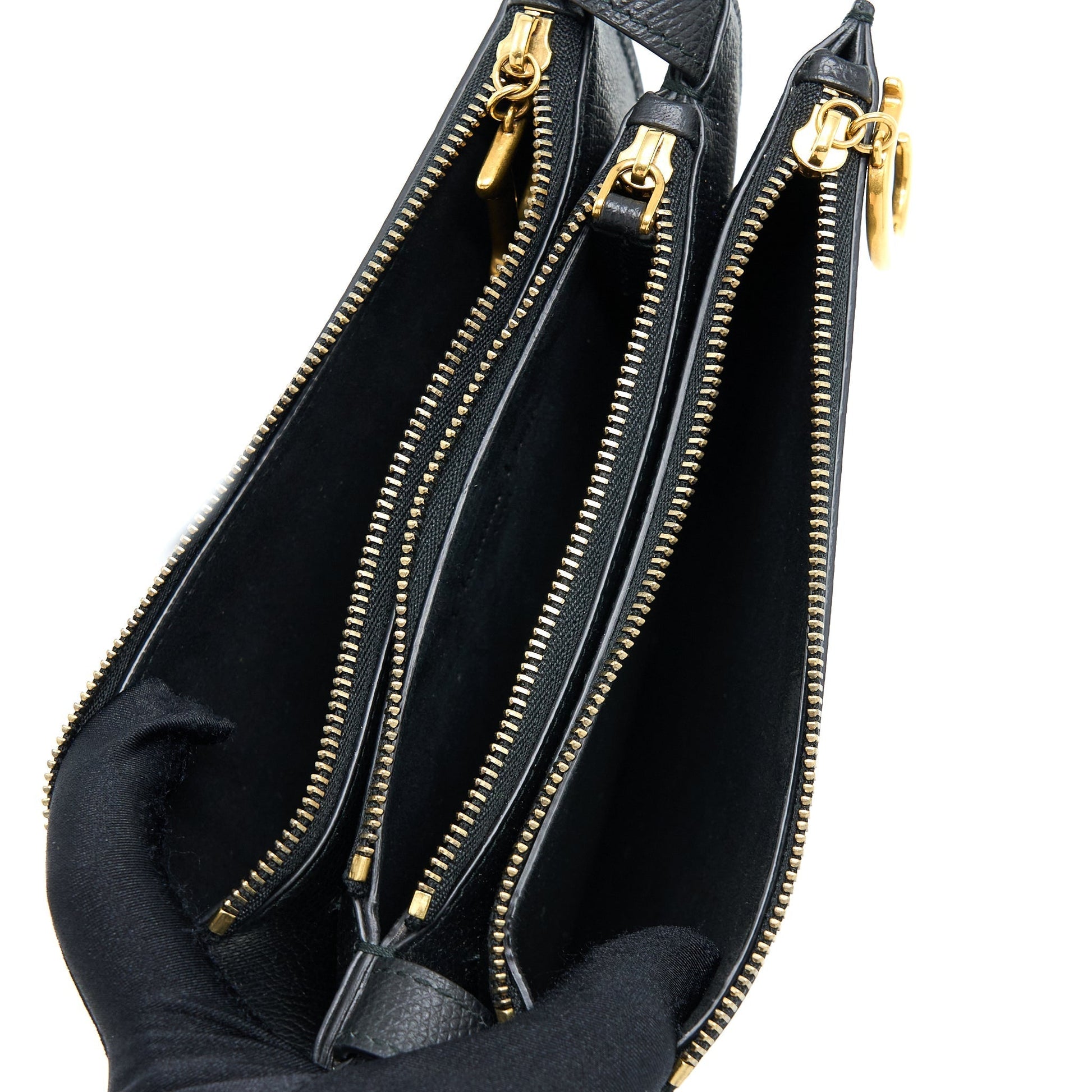 Dior Saddle Trio Crossbody Pouch Calfskin Handbag Black Crossbody Bag