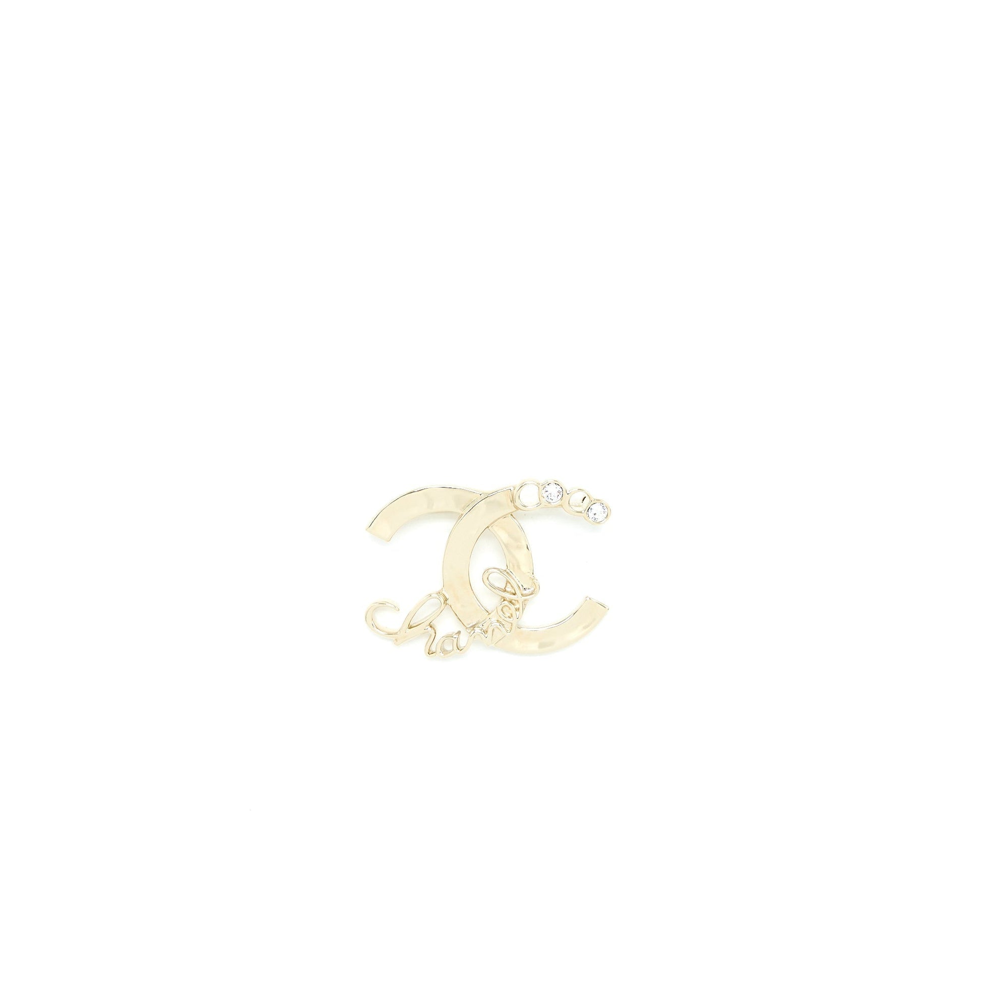 Chanel CC Logo Coco Letter Brooch Crystal Gold Handbag