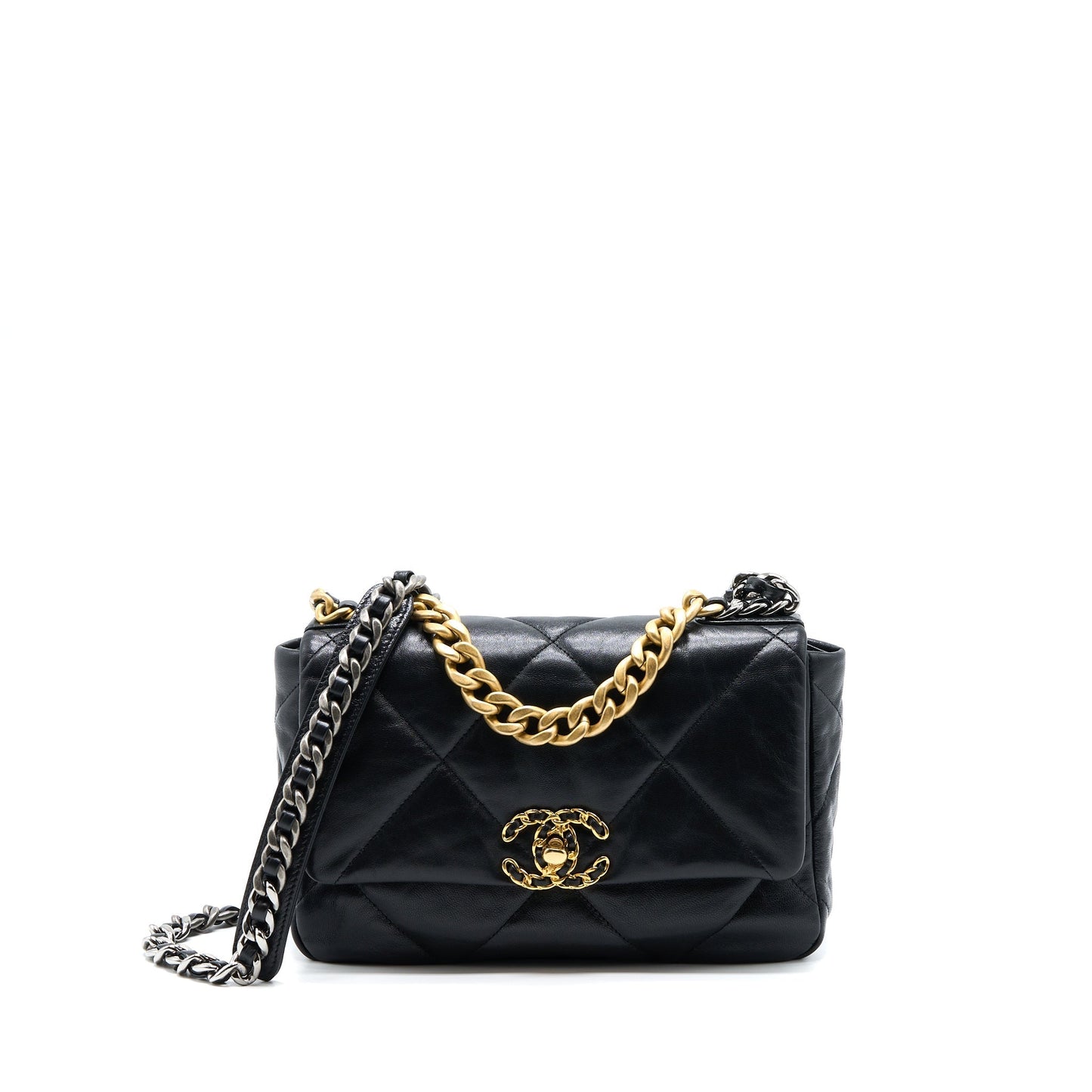 Chanel 19 Goatskin Multicoloured Hardware Black Small Handbag