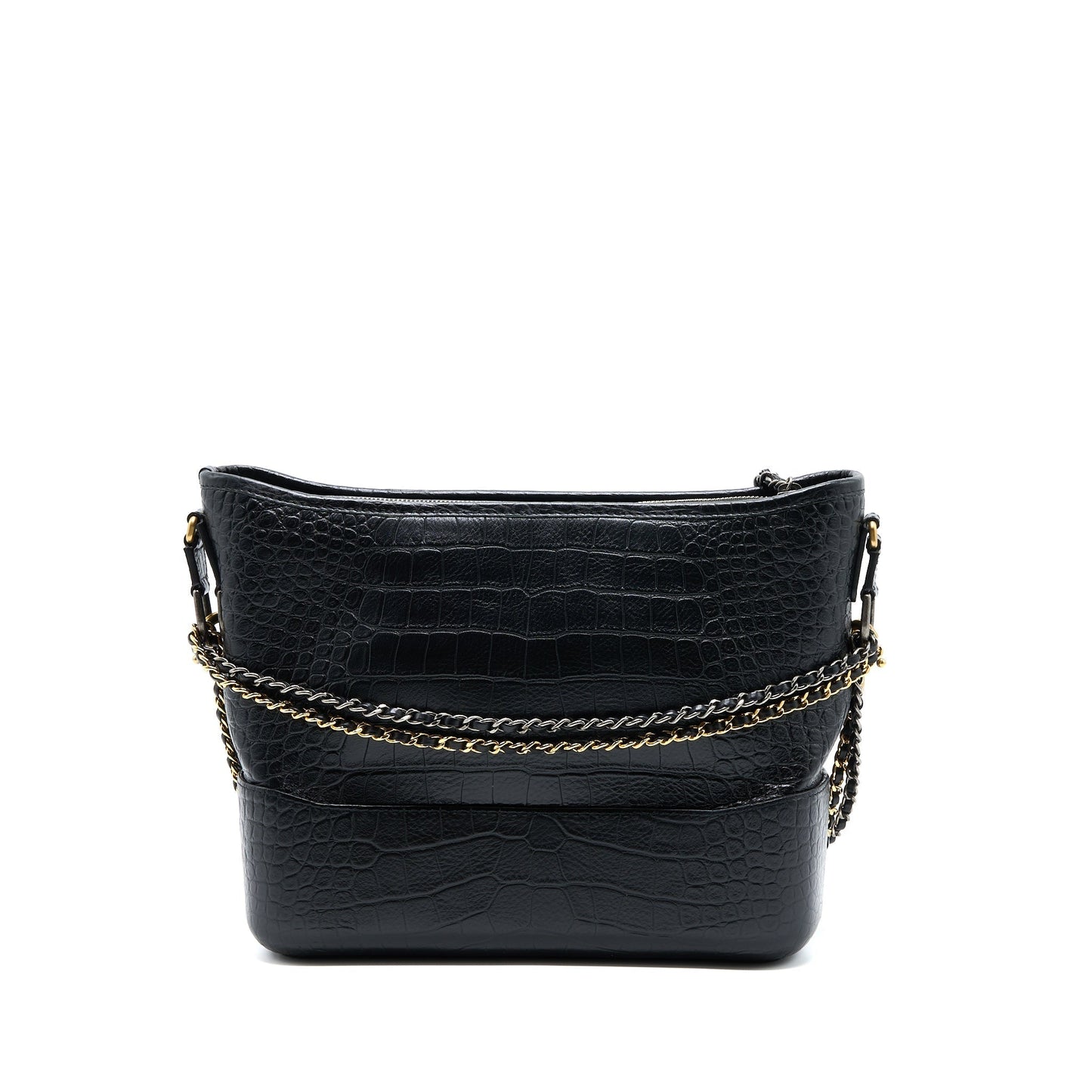 Chanel Gabrielle Hobo Croc Embossed Calfskin Logo Multicolour Black Shoulder Bag