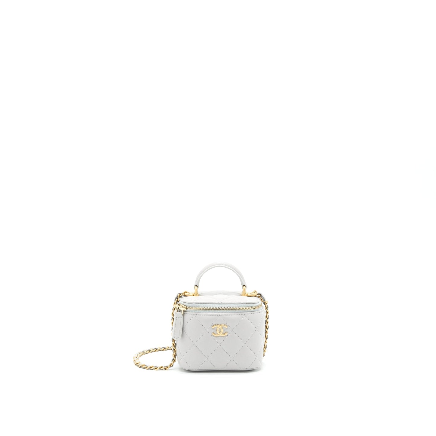 Chanel 21A handle Vanity GHW Grey Small Handbag