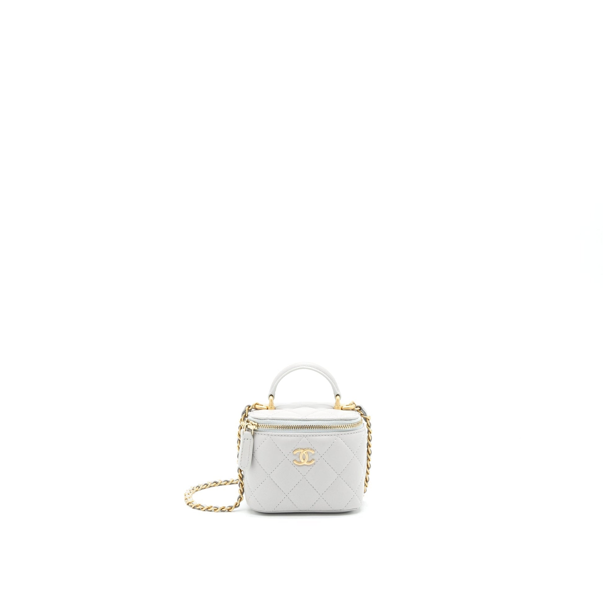 Chanel 21A handle Vanity GHW Grey Small Handbag