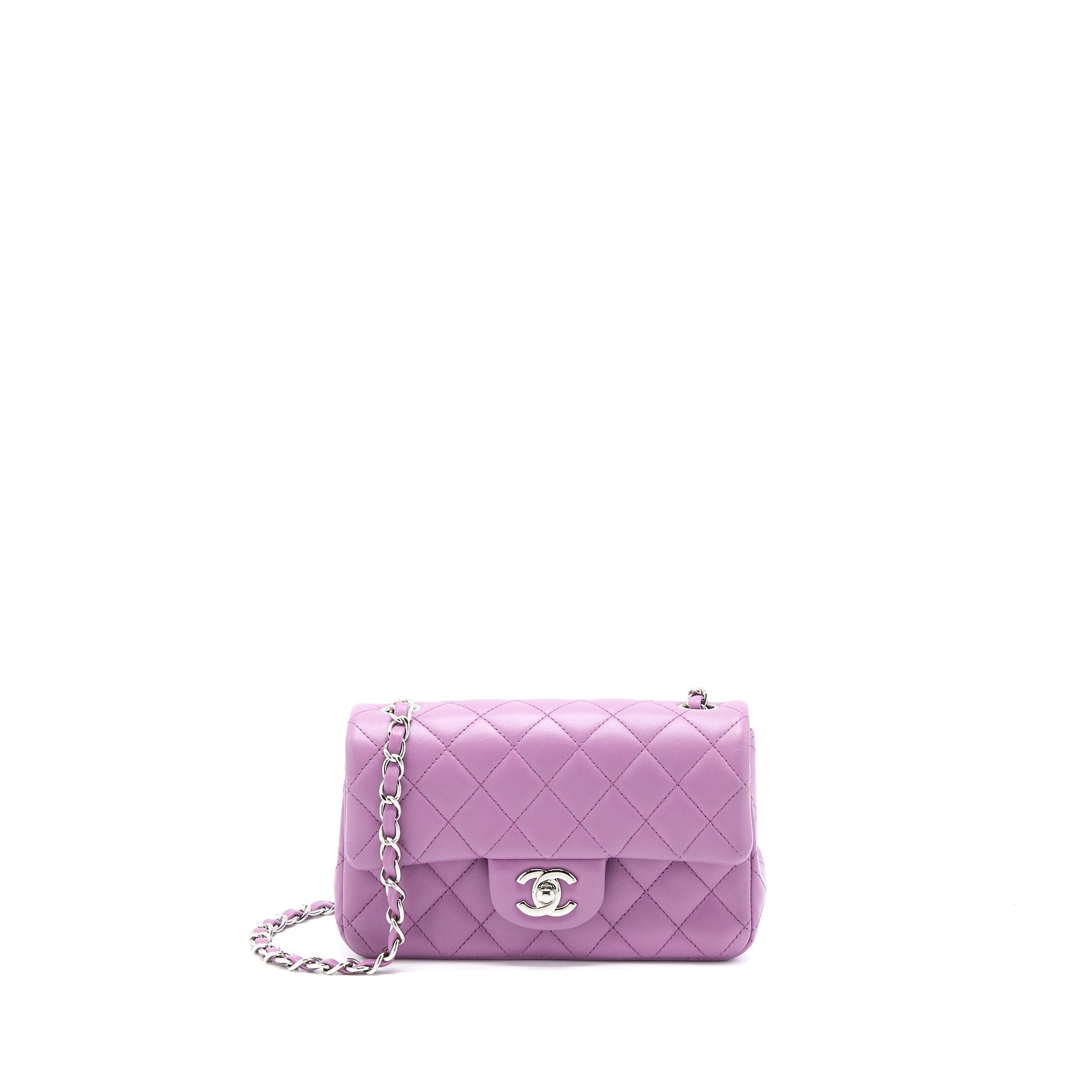 Chanel Rectangular Flap Lambskin Purple SHW Shoulder Bag