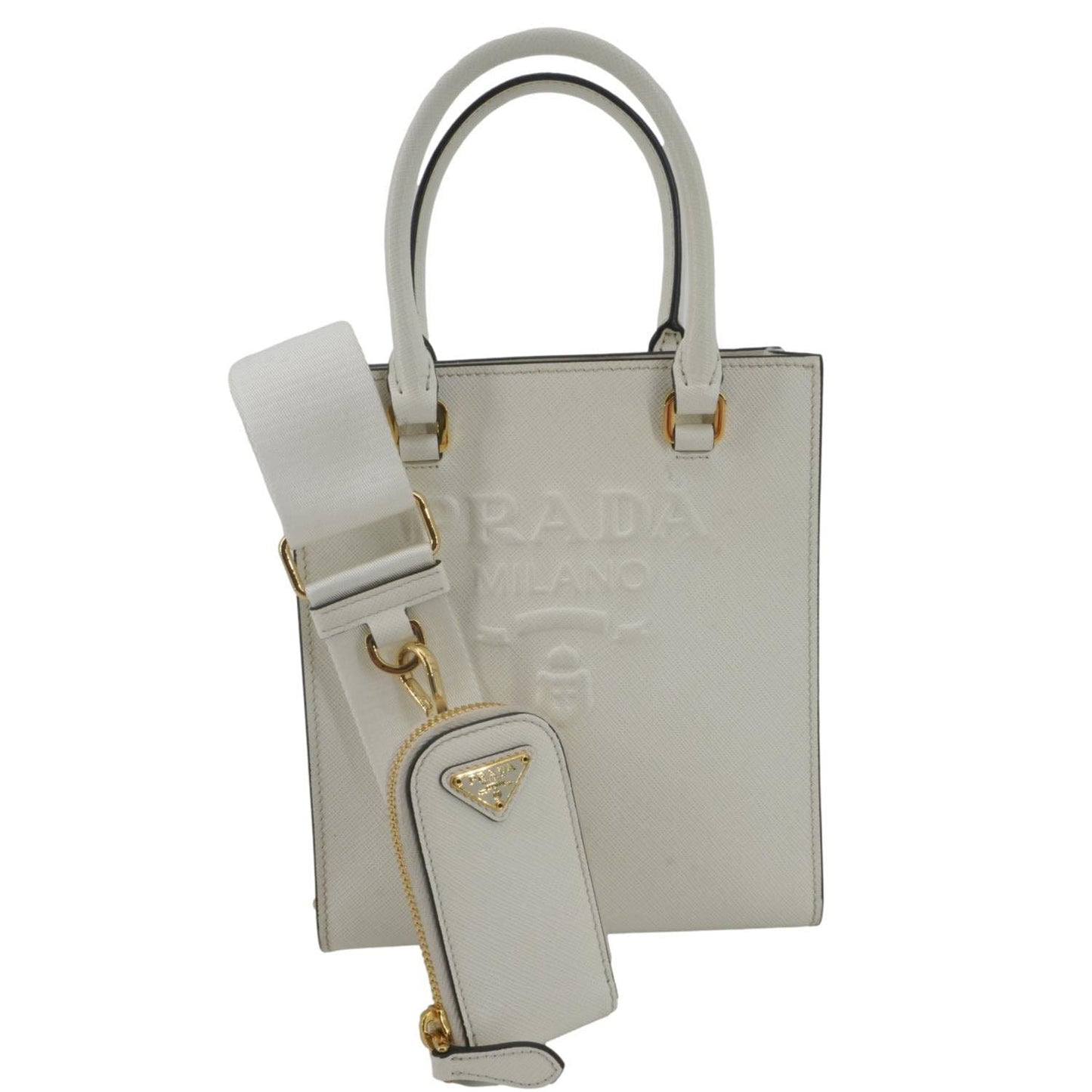 Saffiano Embossed Crossbody Bag Leather White