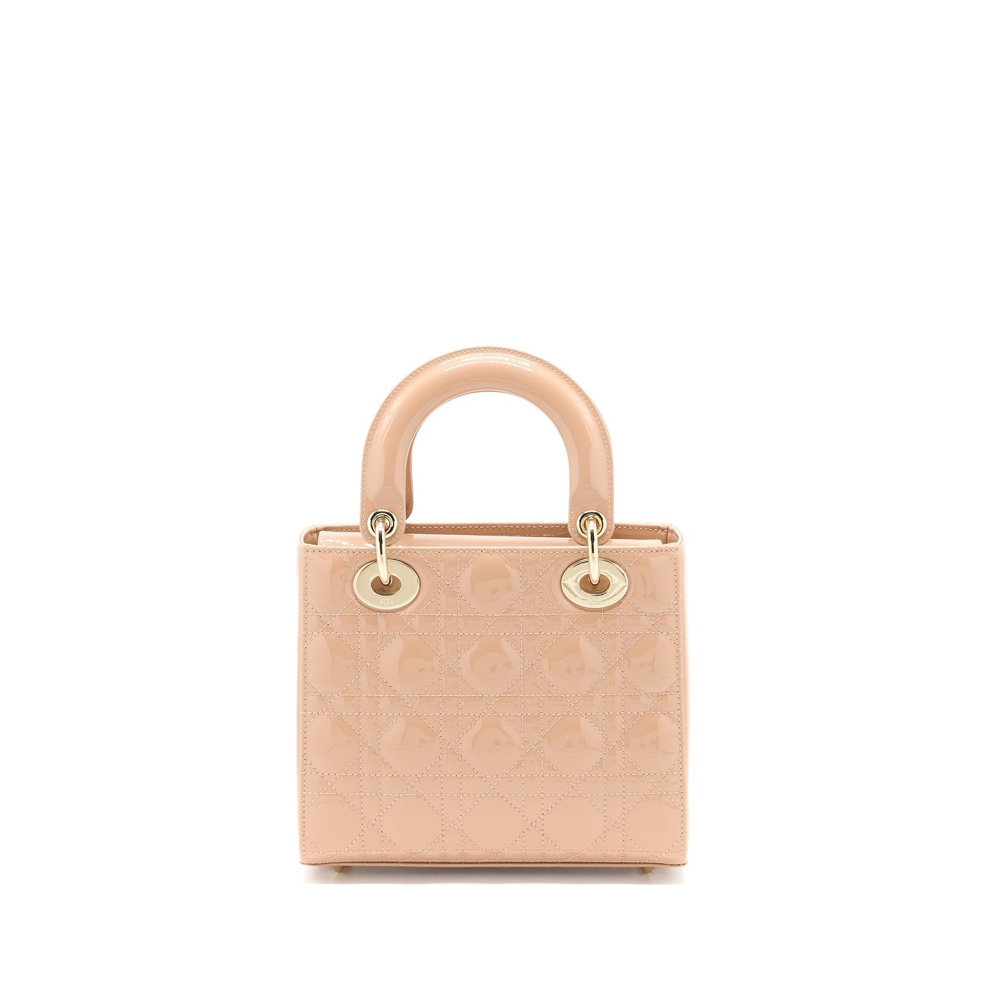 Dior Lady Patent Handbag Leather Beige Travel Bag