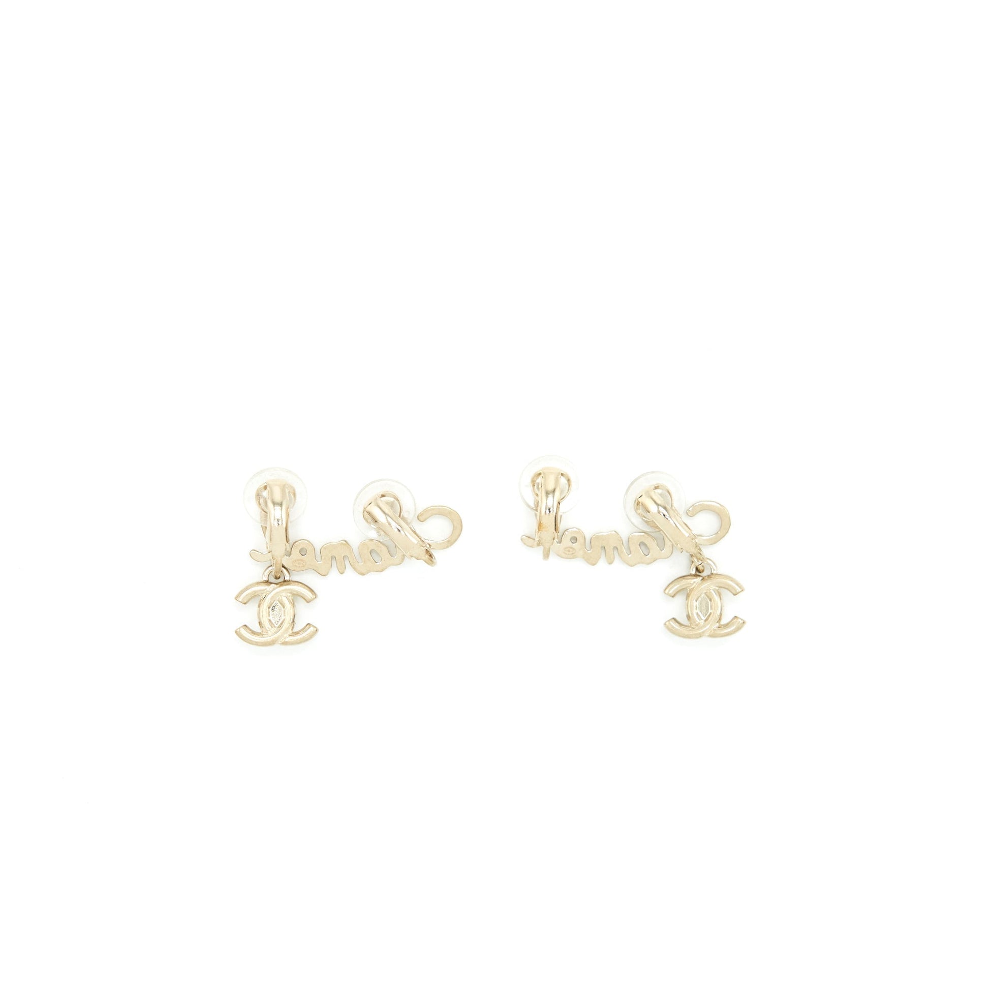 Chanel Letter CC Drop Ear Clip Light Gold Handbag
