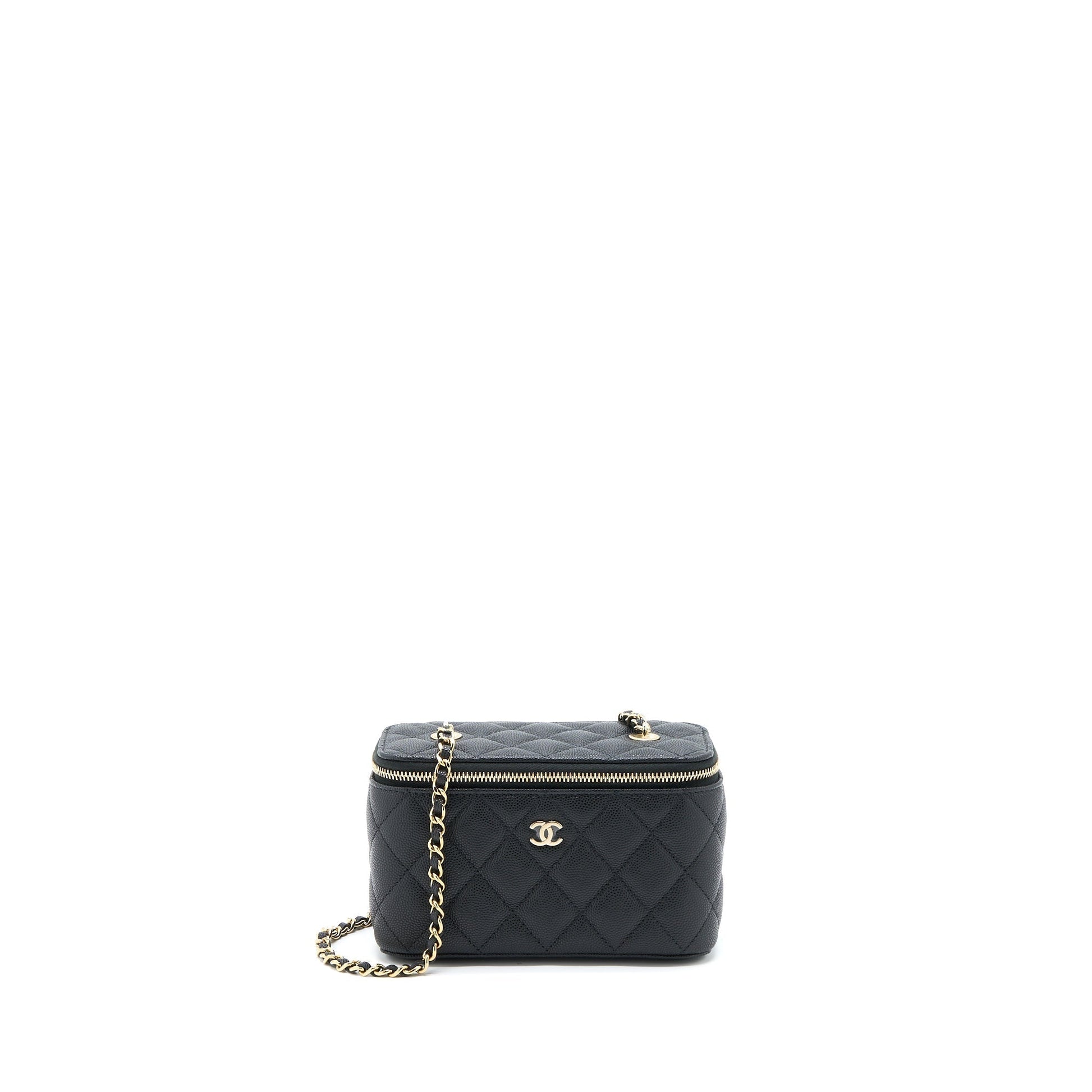 Chanel Long Vanity Caviar LGHW Microchip Black Handbag