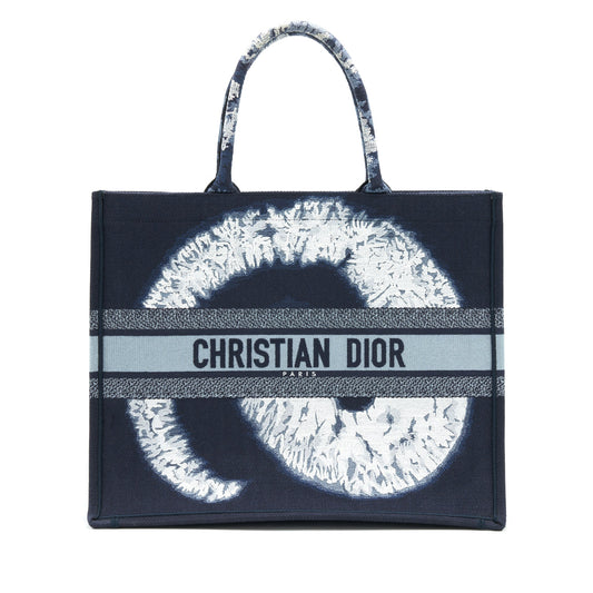 Dior Limited Edition Book Tote Dark Pattern Handbag Denim Blue Tote Bag