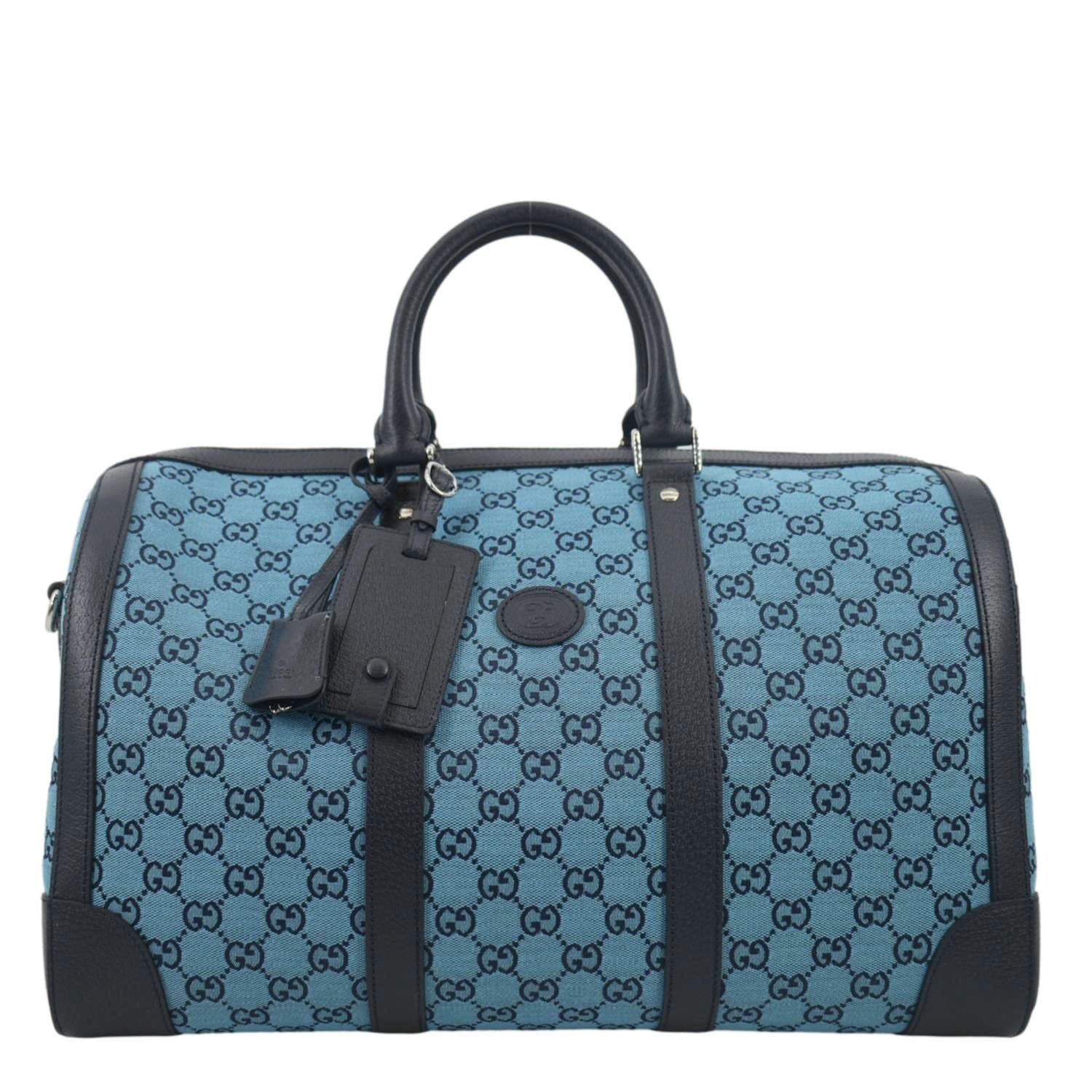 Gucci Ophidia Duffle Supreme Satchel Bag Canvas Blue Travel Bag