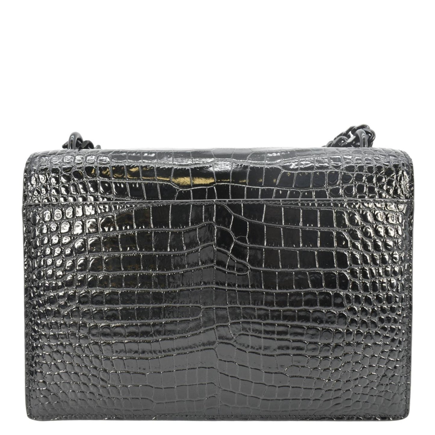 YSL Saint Laurent Yves Sunset Crocodile Crossbody Bag Leather Black