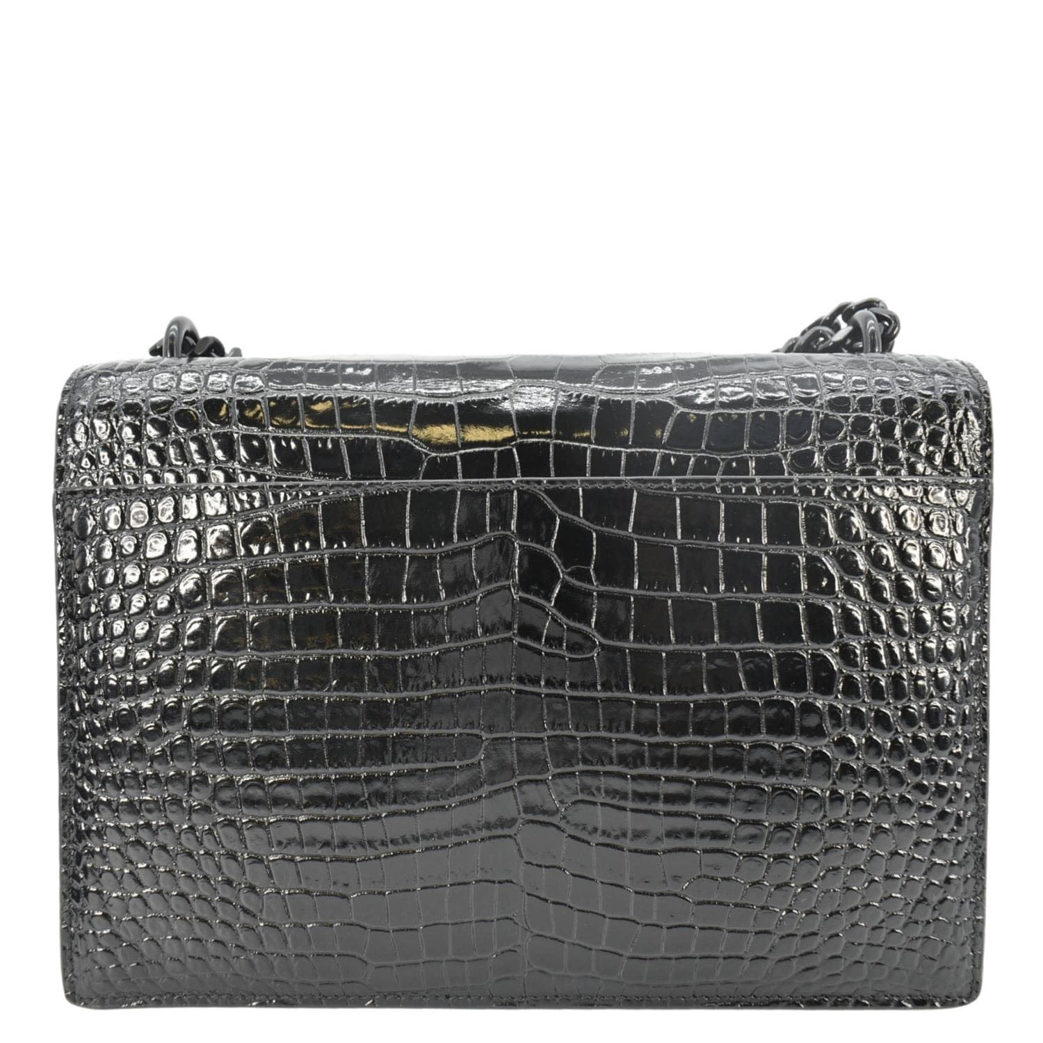 YSL Saint Laurent Yves Sunset Crocodile Crossbody Bag Leather Black