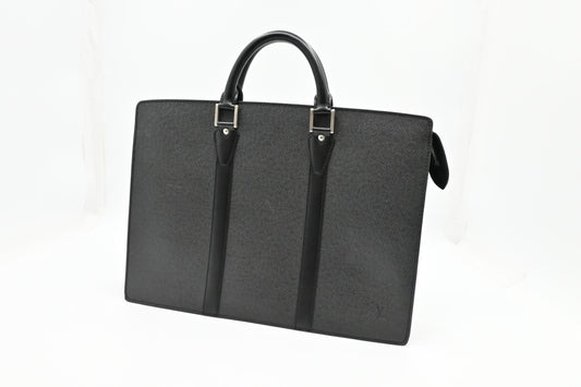 Louis Vuitton Porte Documents Rosan Taiga Black Leather Handbag