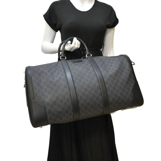 Gucci Carry On Soft Supreme Duffle Bag Canvas Black Travel Bag