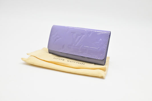 Louis Vuitton 4 Lilac Vernis Leather Key Case Wallet Case