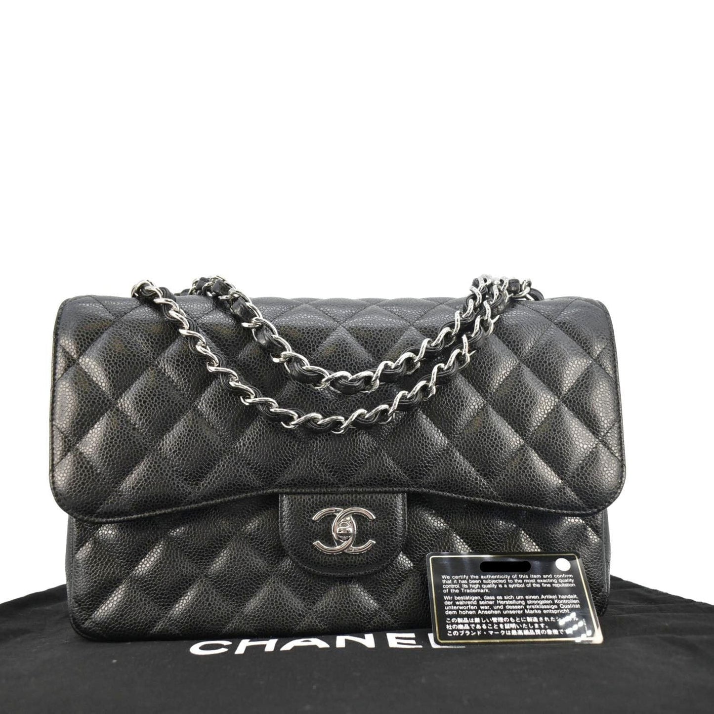 Chanel Jumbo Classic Double Flap Quilted Leather Black Travel Bag Flap Bag
