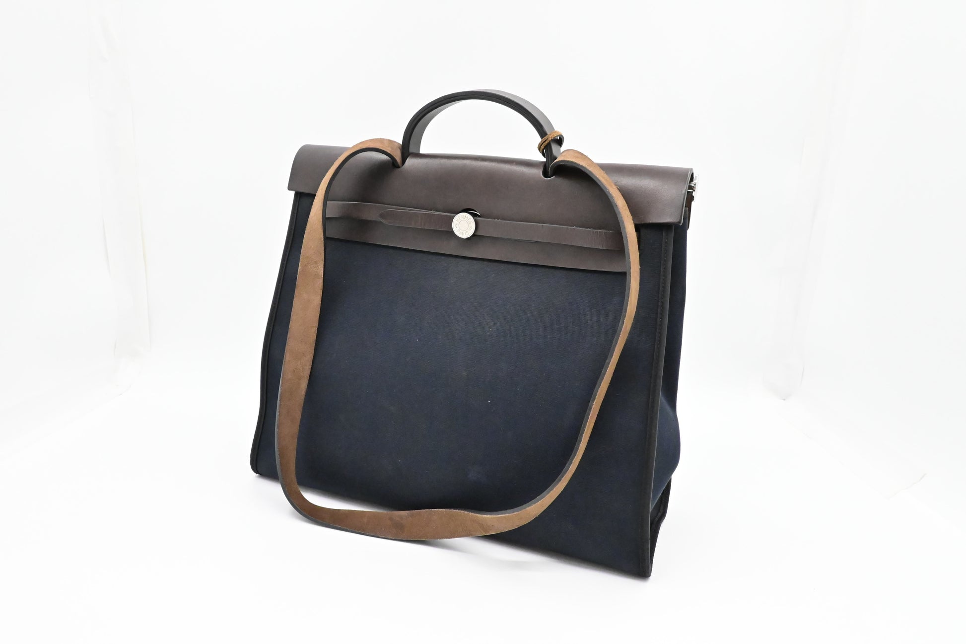 Hermes Herbag Zip In Canvas Black Travel Bag