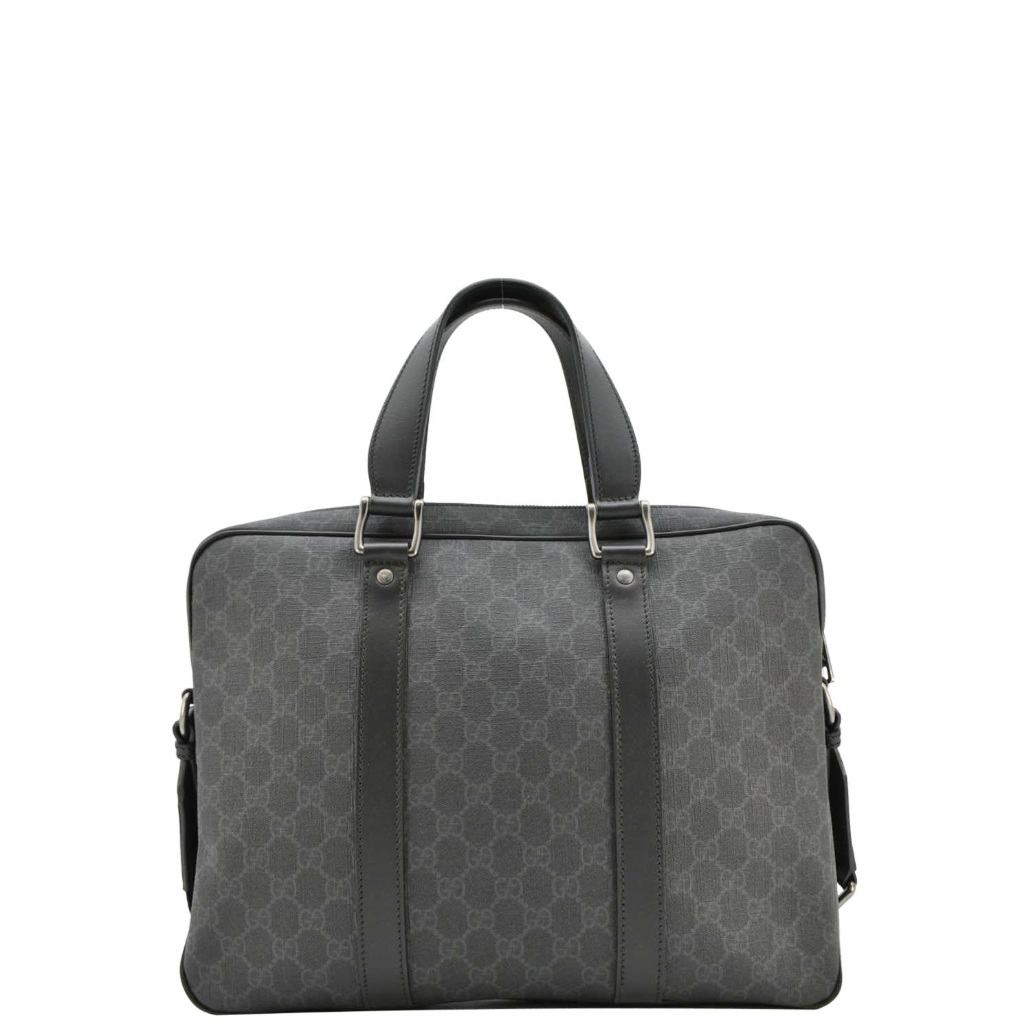 Gucci Business Way Supreme Briefcase Handbag Monogram Black Travel Bag