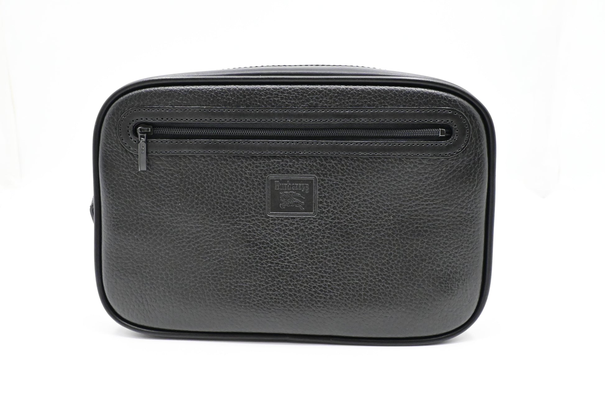 Burberry Wrist Pouch In Handbag Leather Black Travel Bag