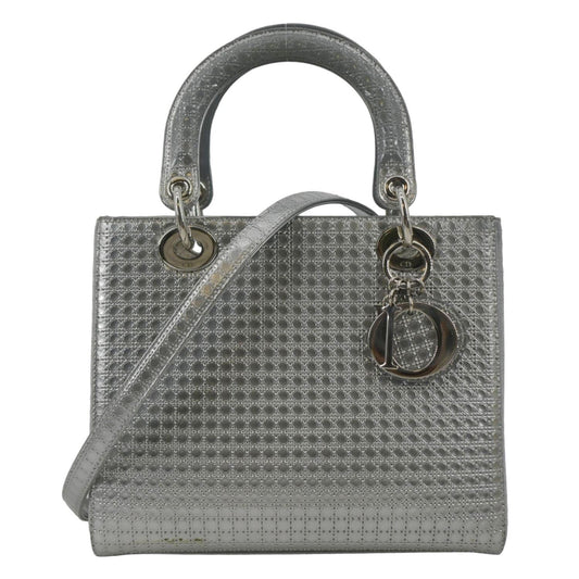 Dior Lady Micro Cannage Shoulder Bag Metallic Leather