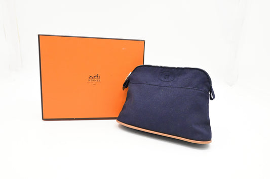 Hermes Bolide Pouch In Navy Handbag Canvas Mini Travel Bag