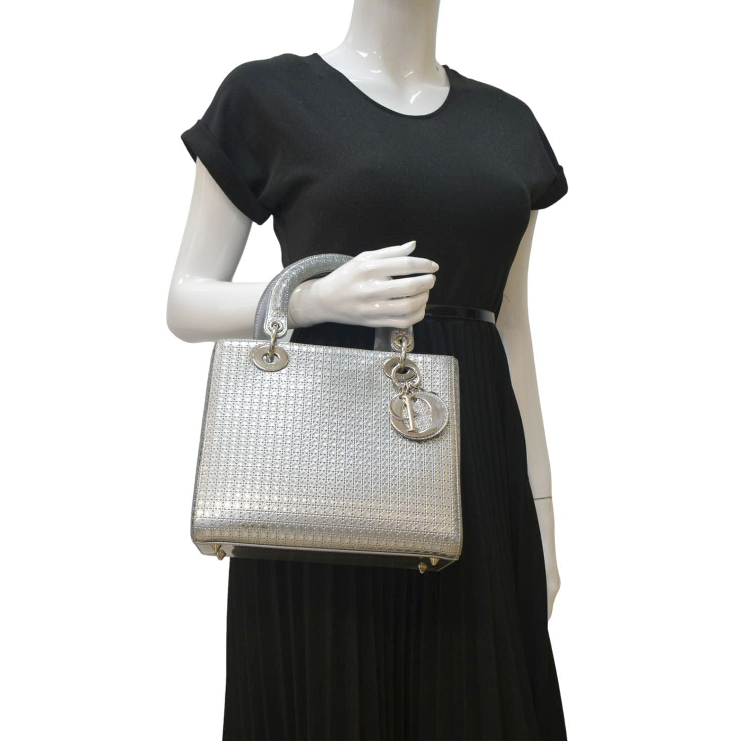 Dior Lady Micro Cannage Shoulder Bag Metallic Leather