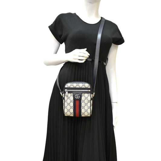 Gucci Ophidia Messenger Bag Navy Canvas Blue Crossbody Bag