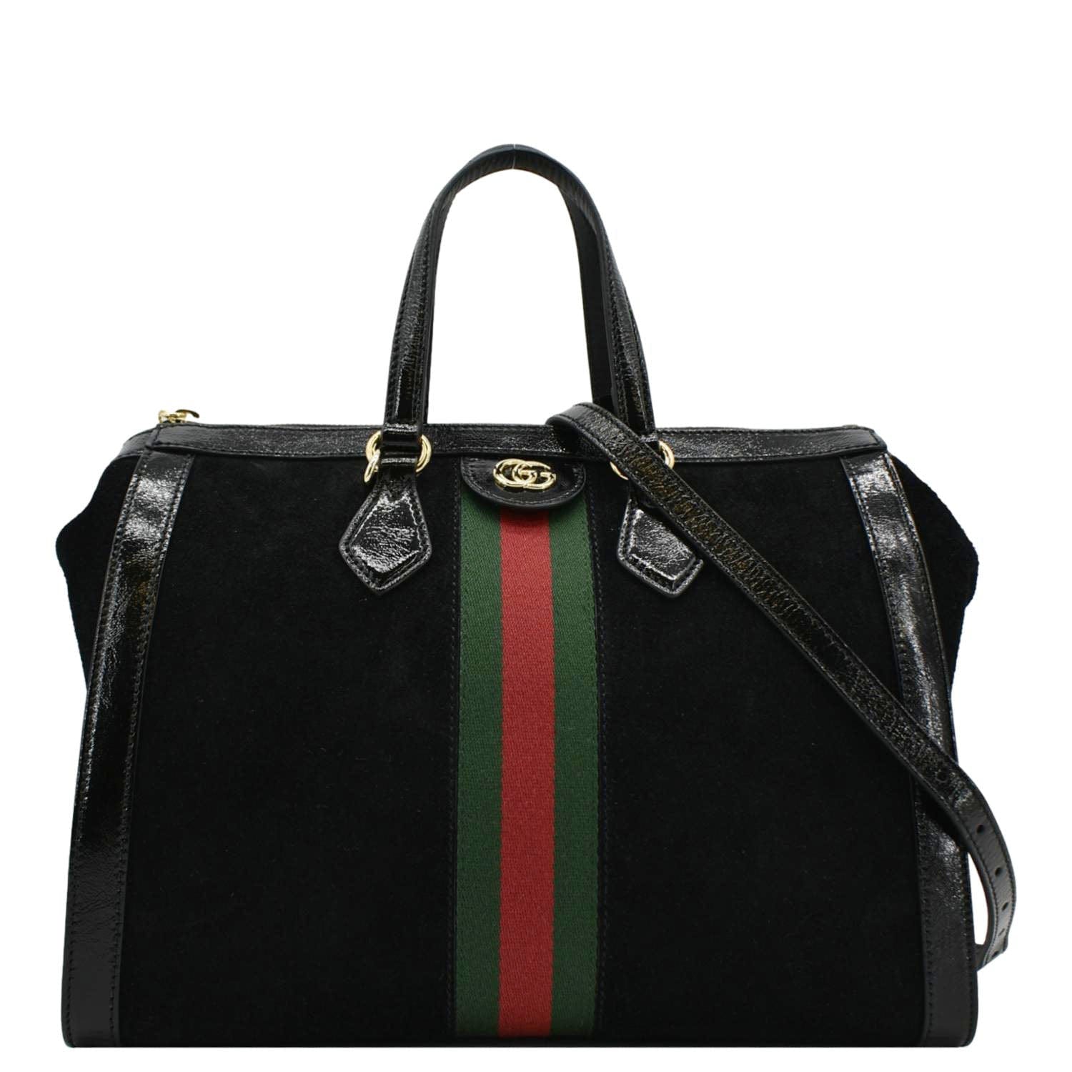 Gucci Ophidia Web Tote Bag Suede Black
