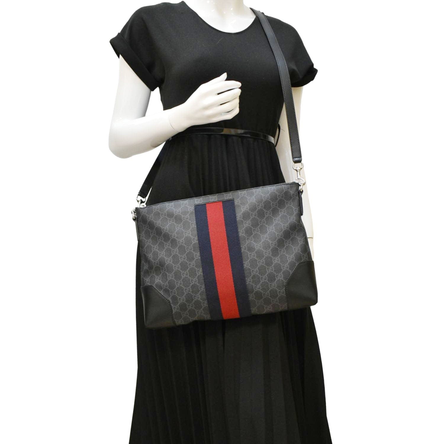 Gucci East West Supreme Web Messenger Bag Black Crossbody Bag