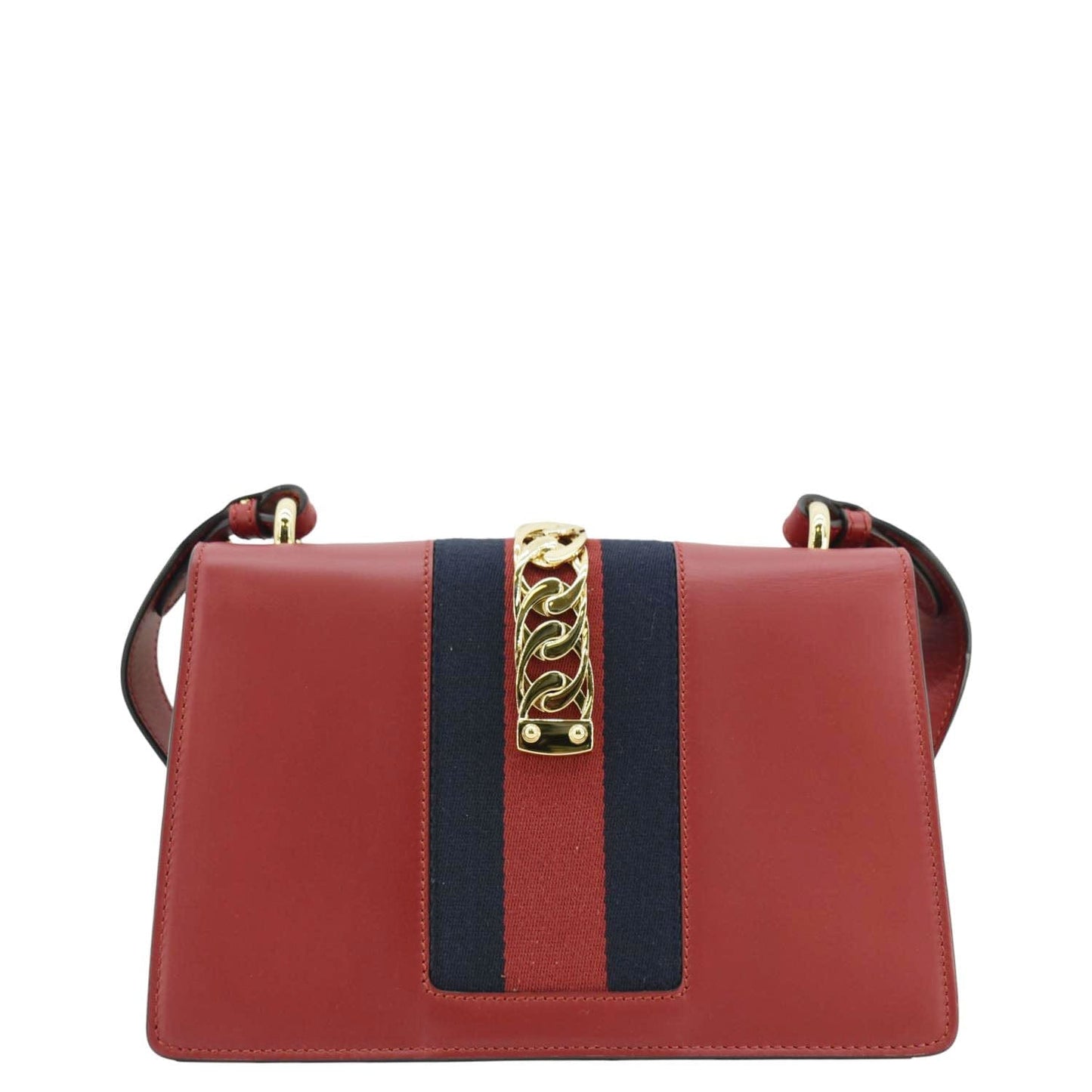 Gucci Sylvie Web Shoulder Bag Leather Red