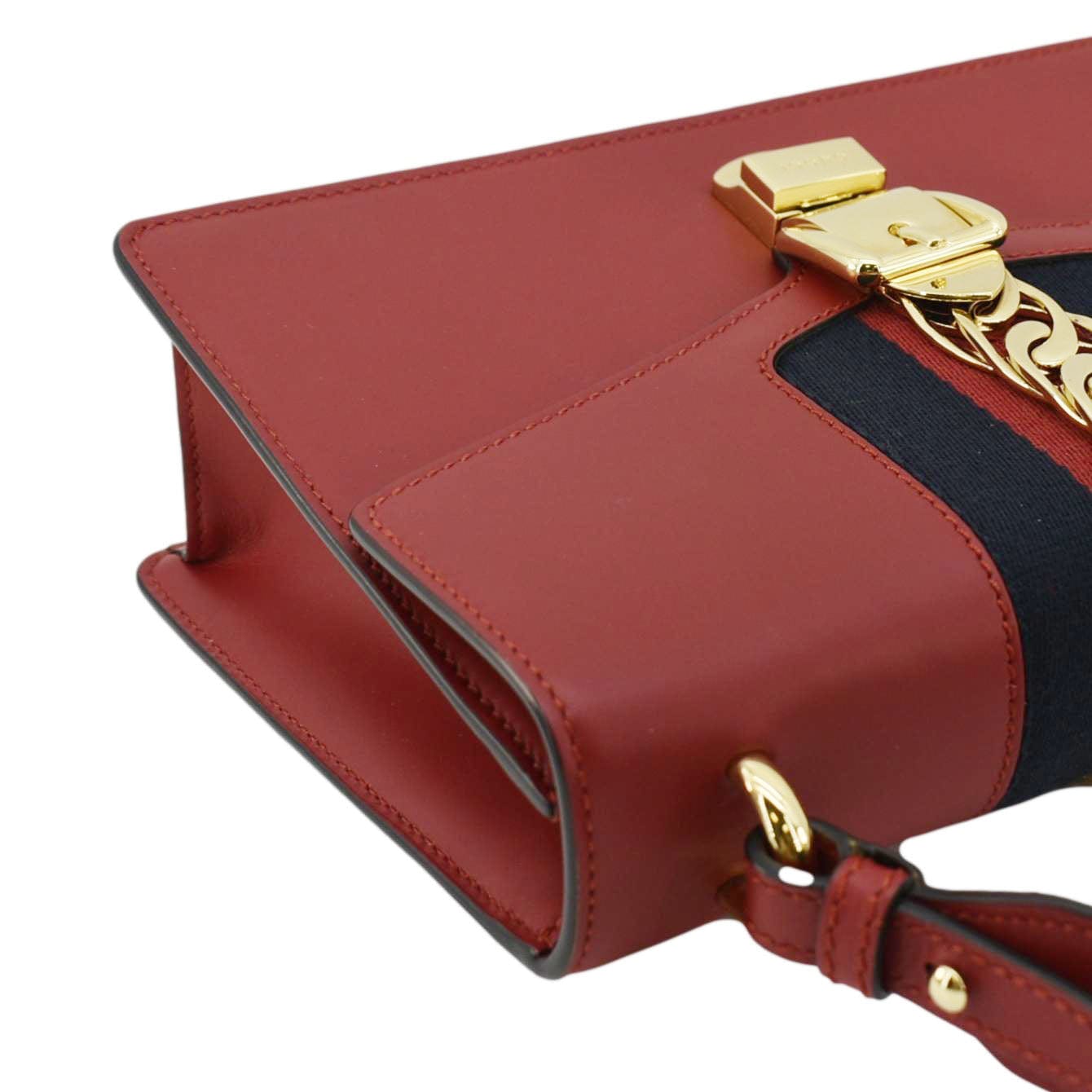 Gucci Sylvie Web Shoulder Bag Leather Red