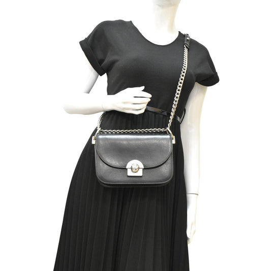 Prada Arcade Glace Calf Crossbody Bag Leather Calf Leather Black
