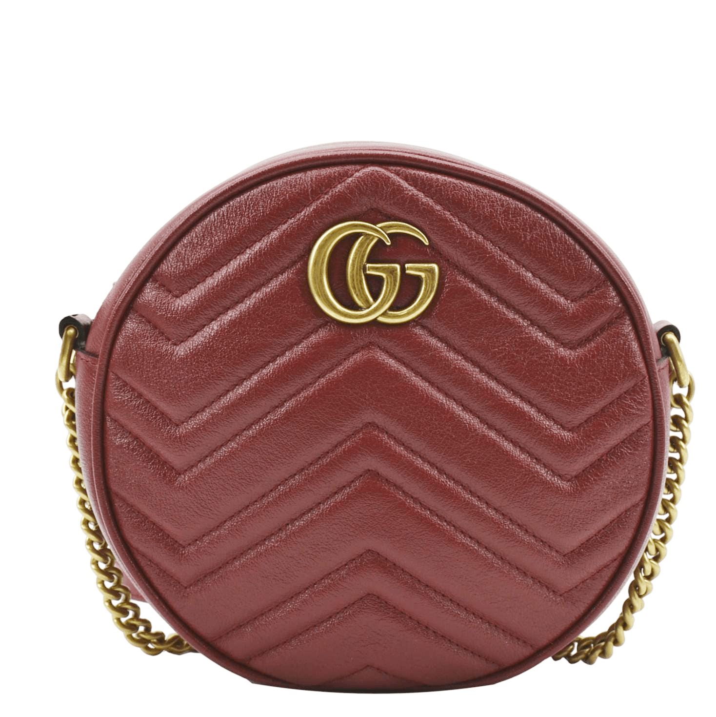 Gucci Marmont Round Crossbody Bag Leather Red
