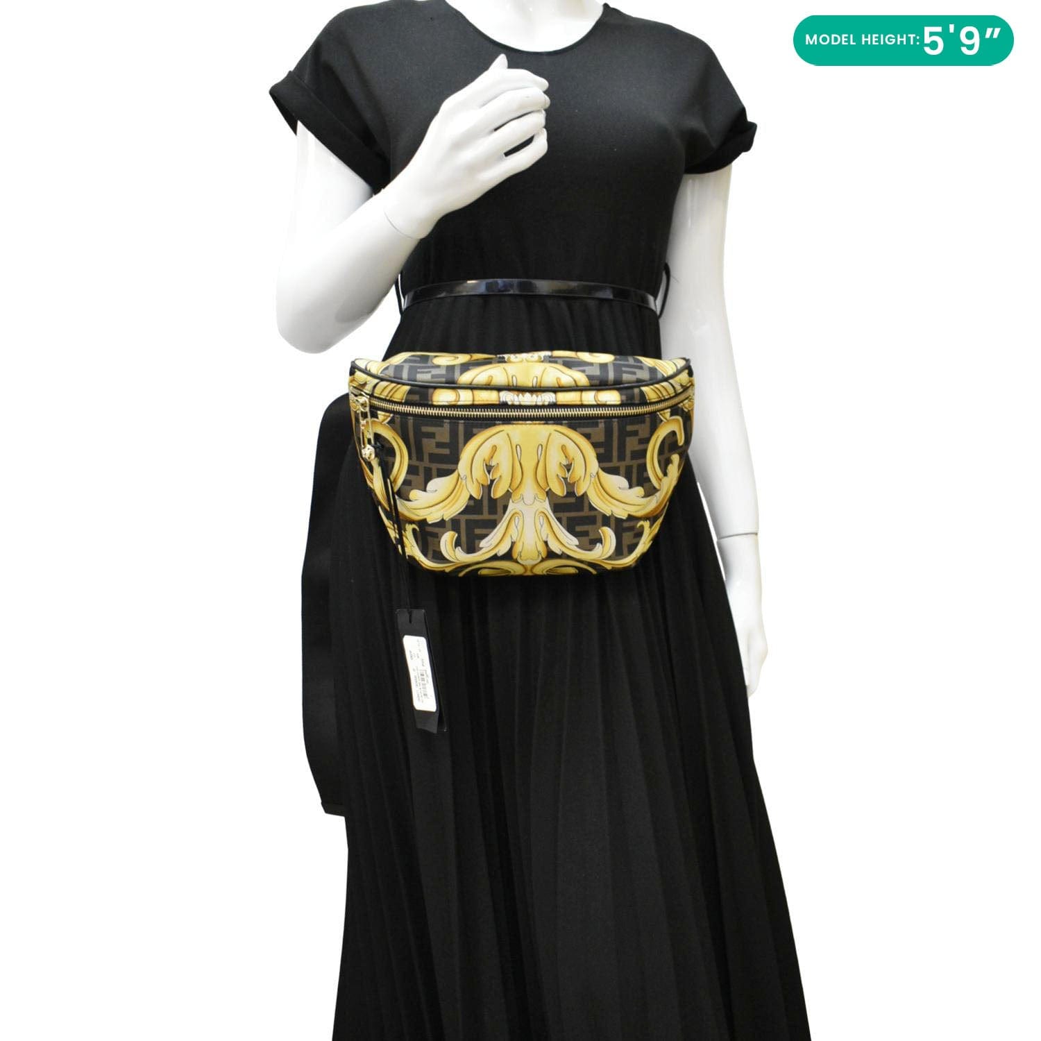 Fendi Versace Ff Baroque Belt Bag Nylon Gold